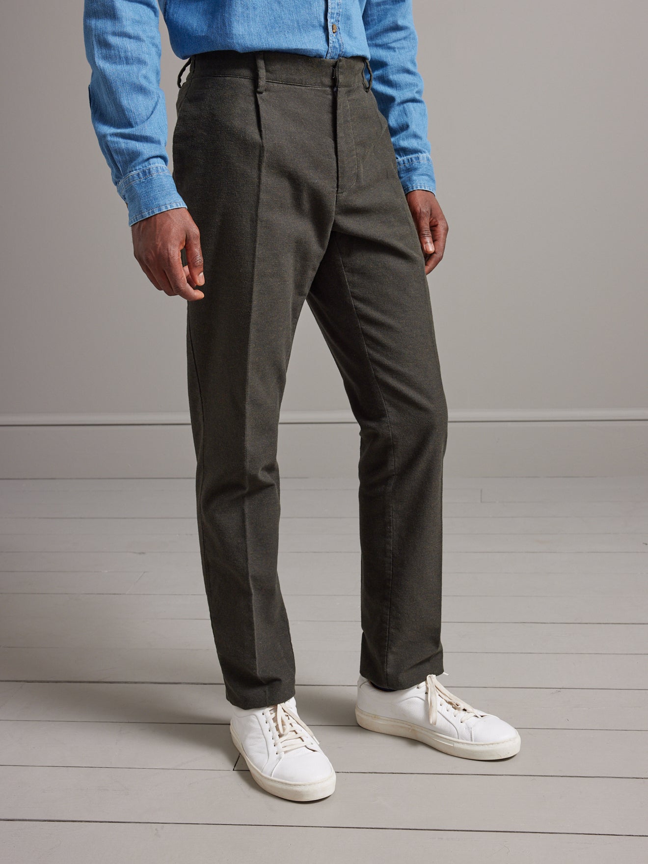Herenbroek in tweed met elastische taille