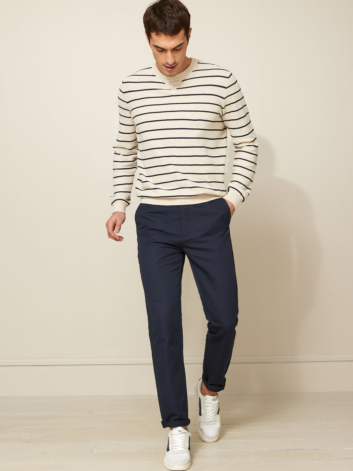 Pantalon taille élastiquée homme lin et coton