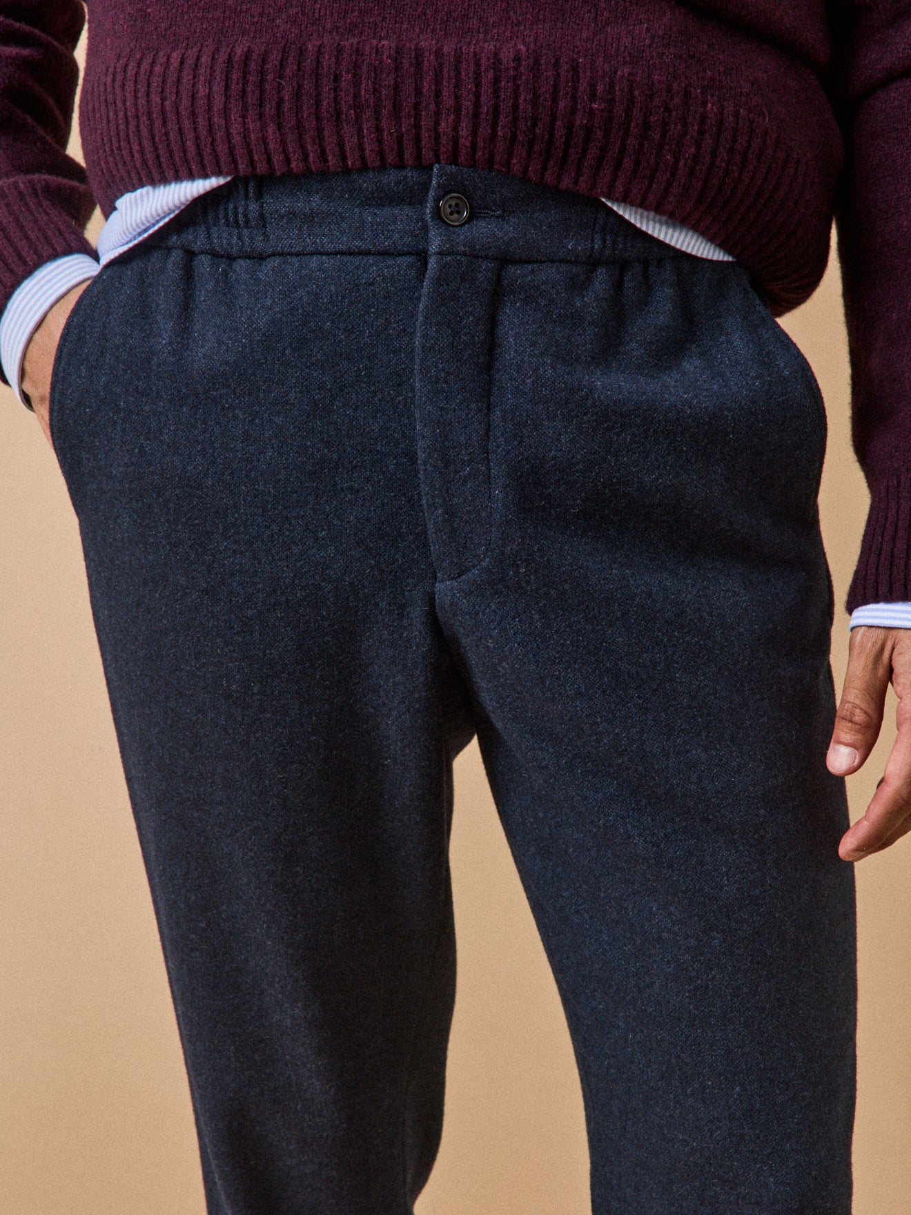 Herenbroek met elastische taille in wolmix