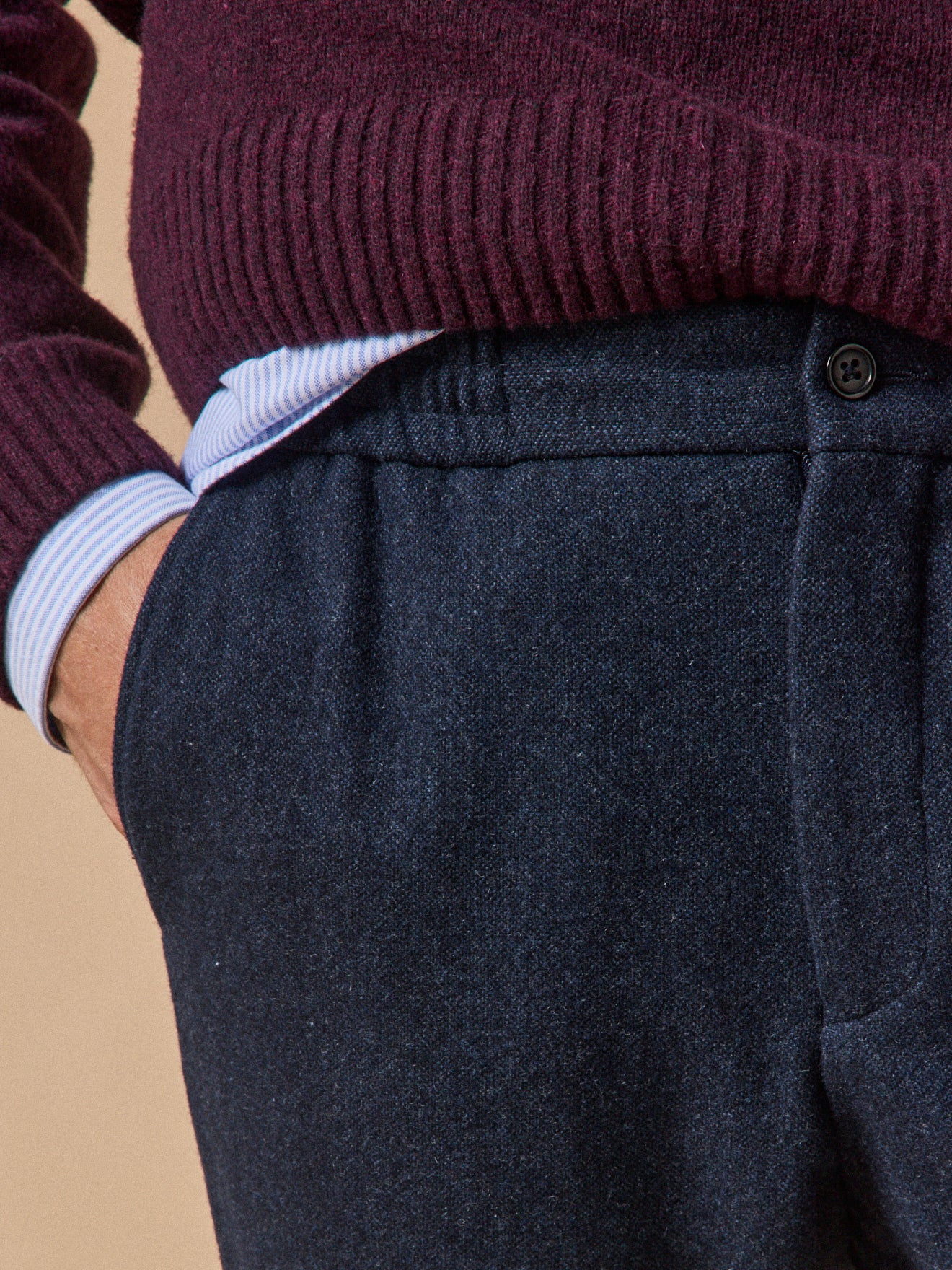 Herenbroek met elastische taille in wolmix