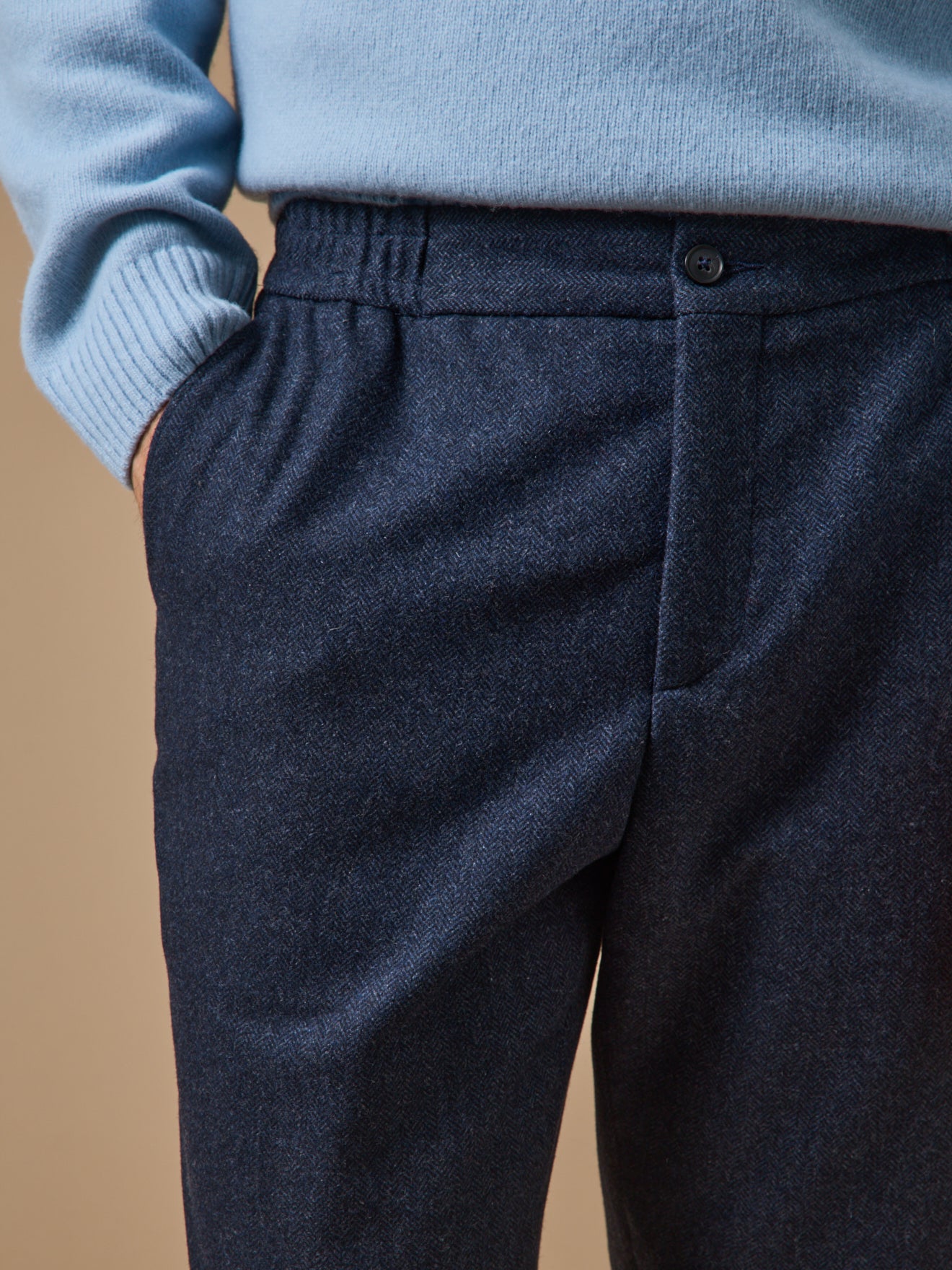 Herenbroek met elastische taille in wolmix