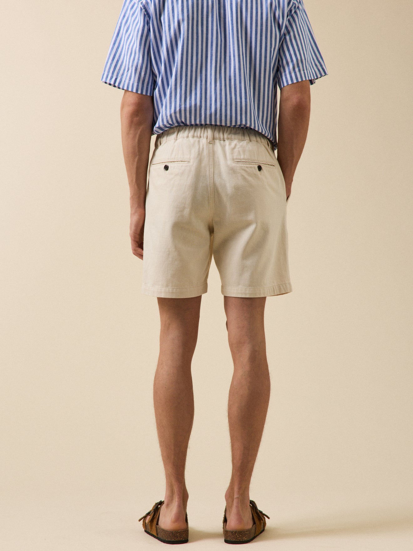 Herenbermuda in twill met elastische taille