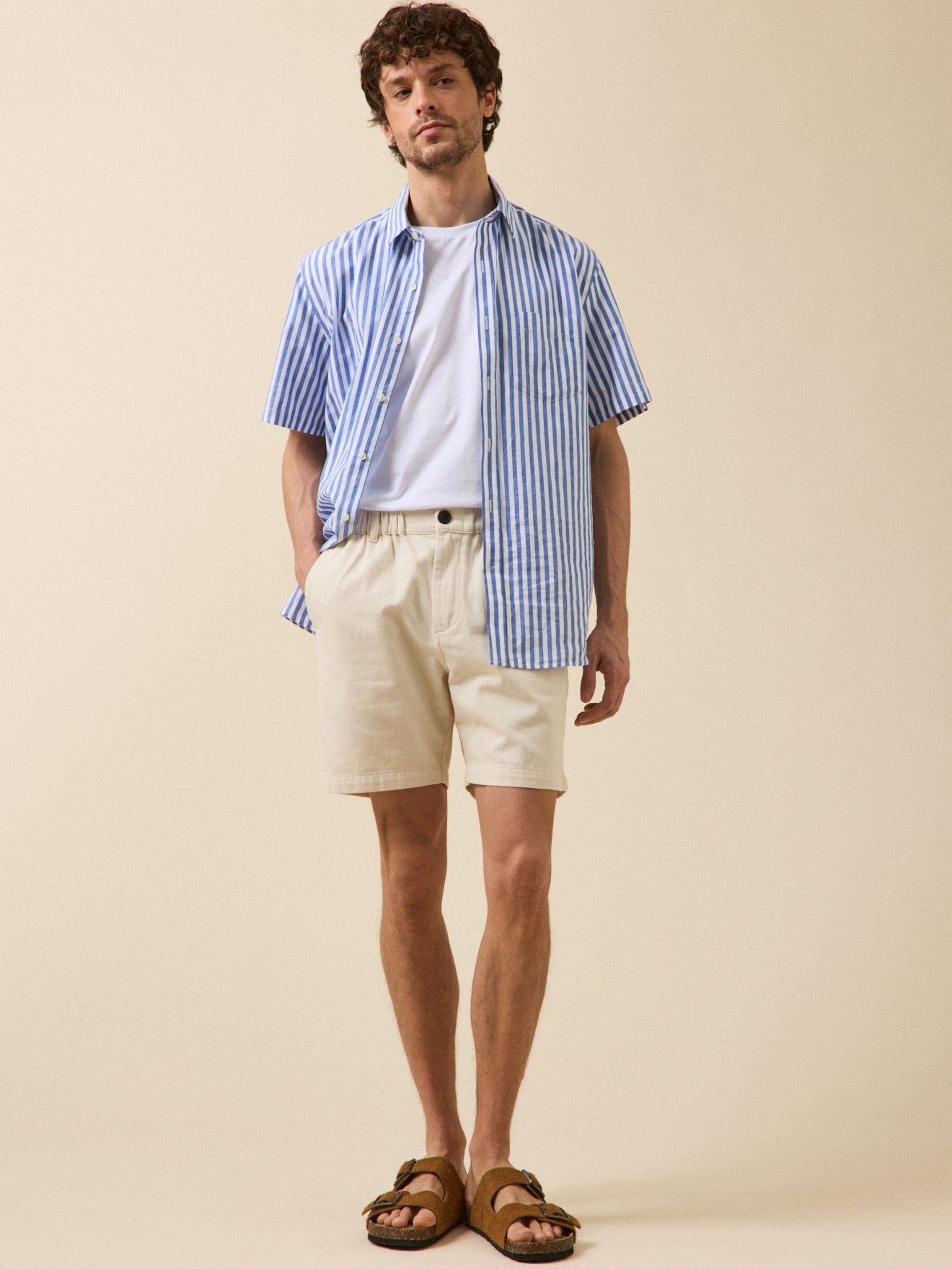 Herenbermuda in twill met elastische taille