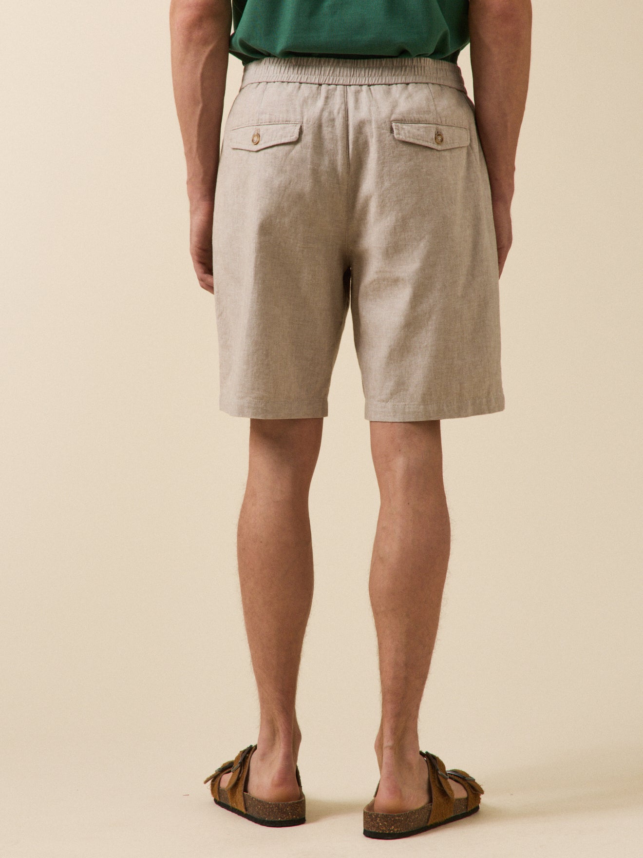 Herenbermuda met elastische taille - stretchkatoen en linnen