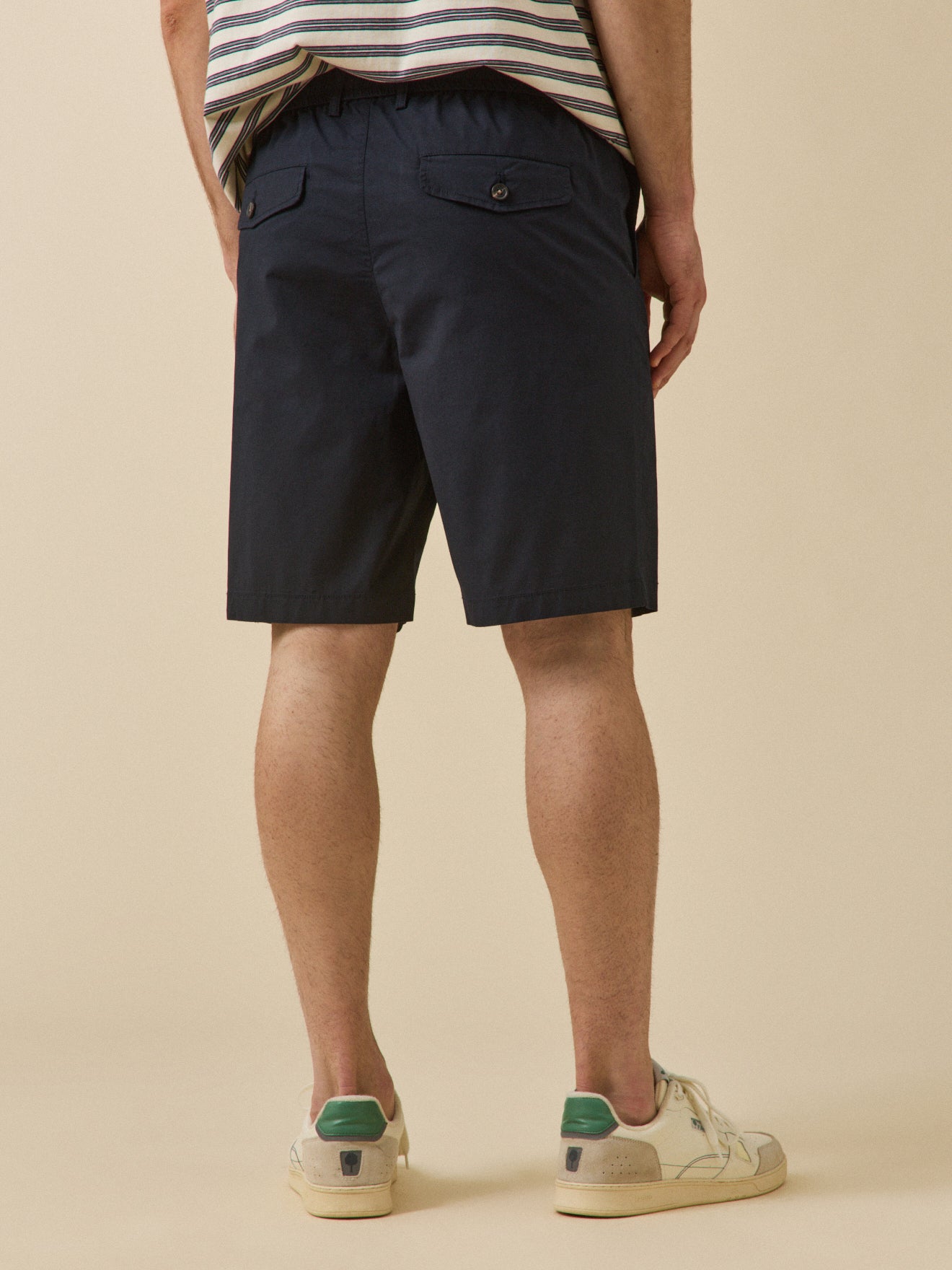 Herenbermuda met elastische taille - papertouch popeline