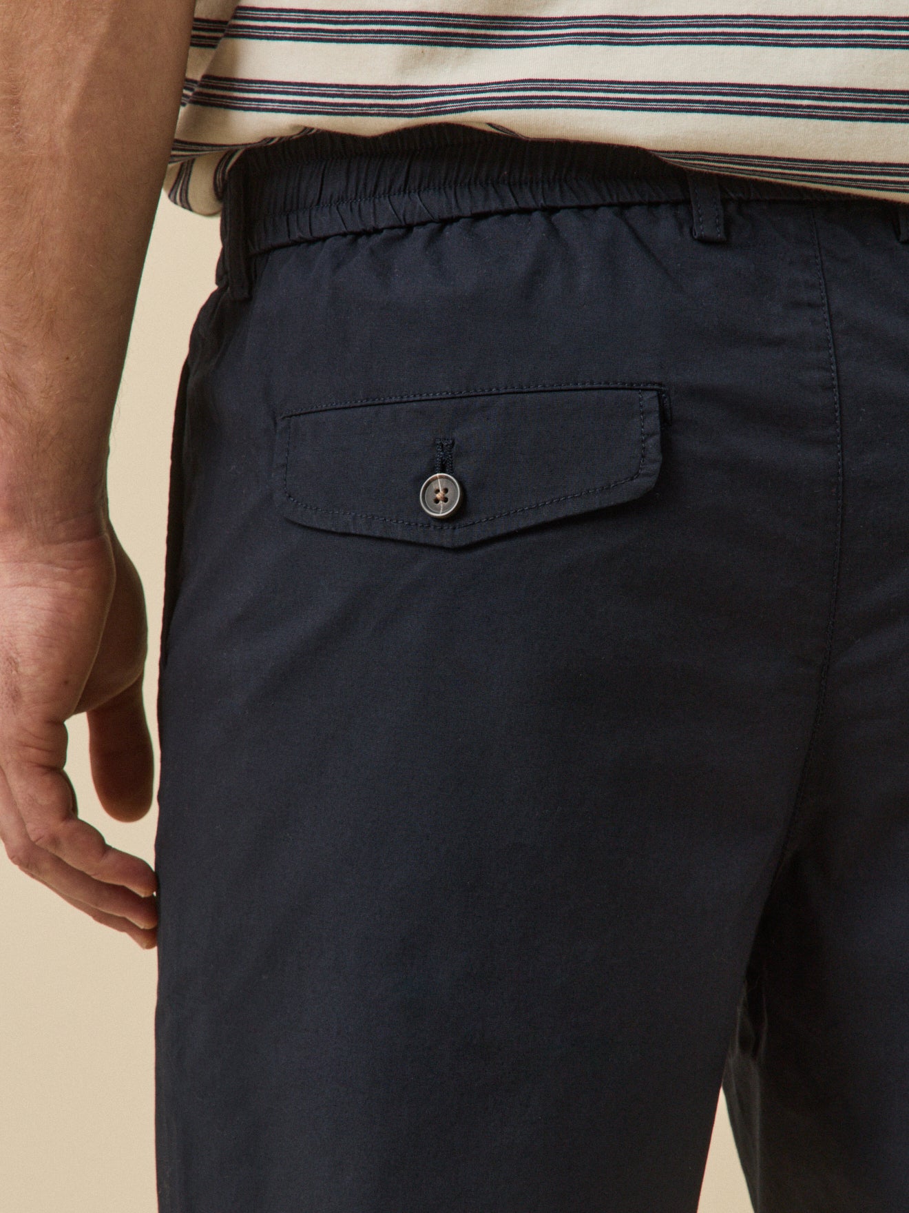 Herenbermuda met elastische taille - papertouch popeline