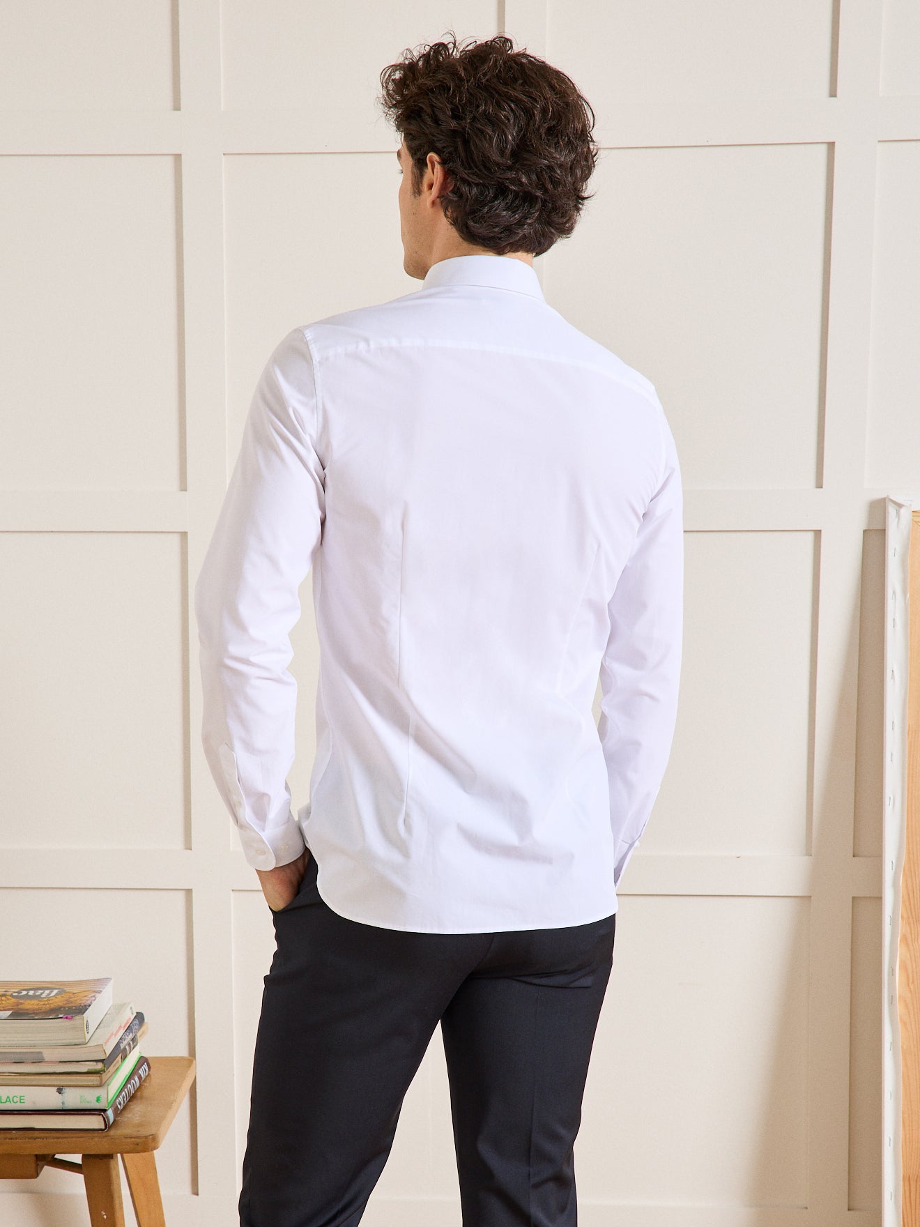 Slim fit herenhemd in effen popeline, easy care