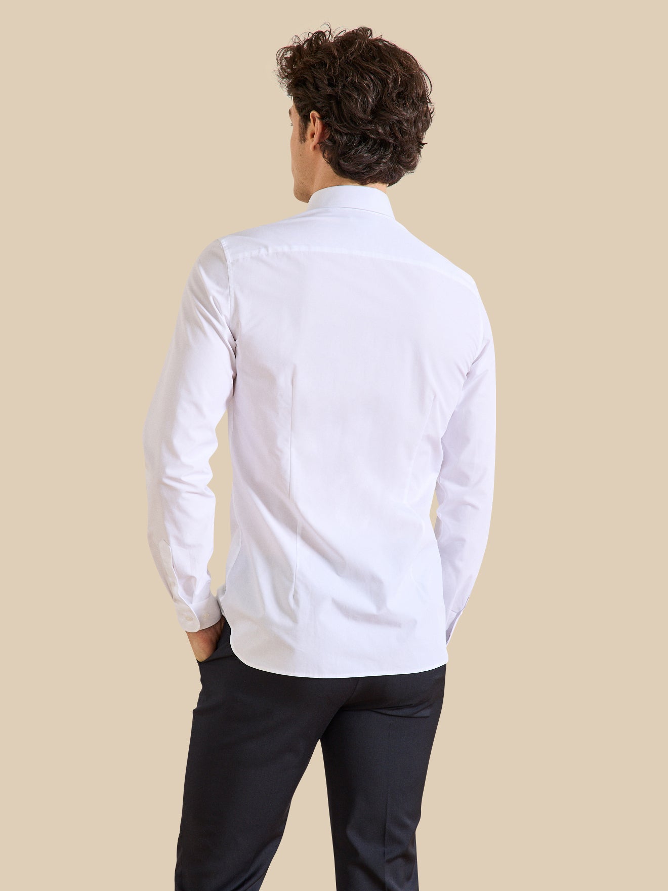 Slim fit herenhemd in effen popeline, easy care