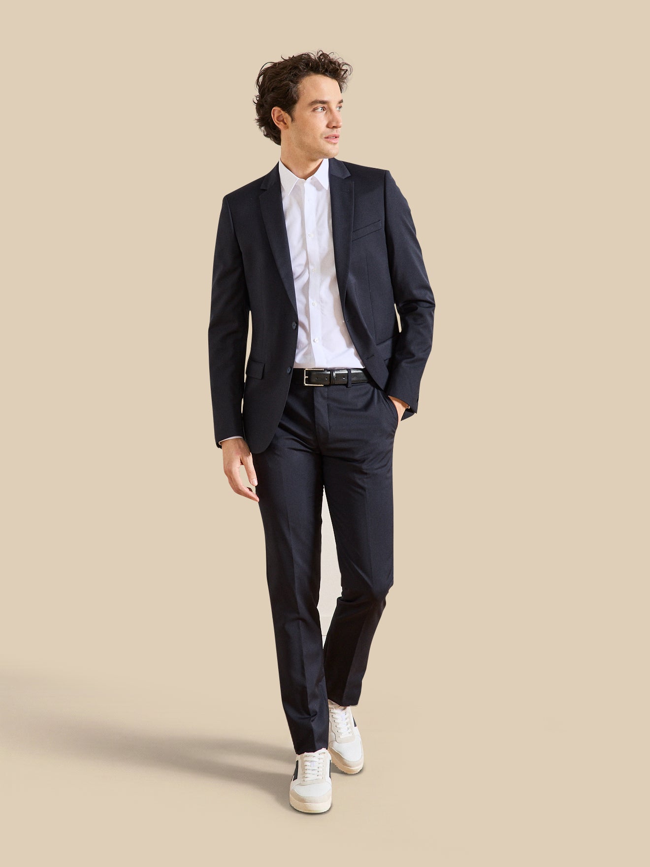 Slim fit herenhemd in effen popeline, easy care