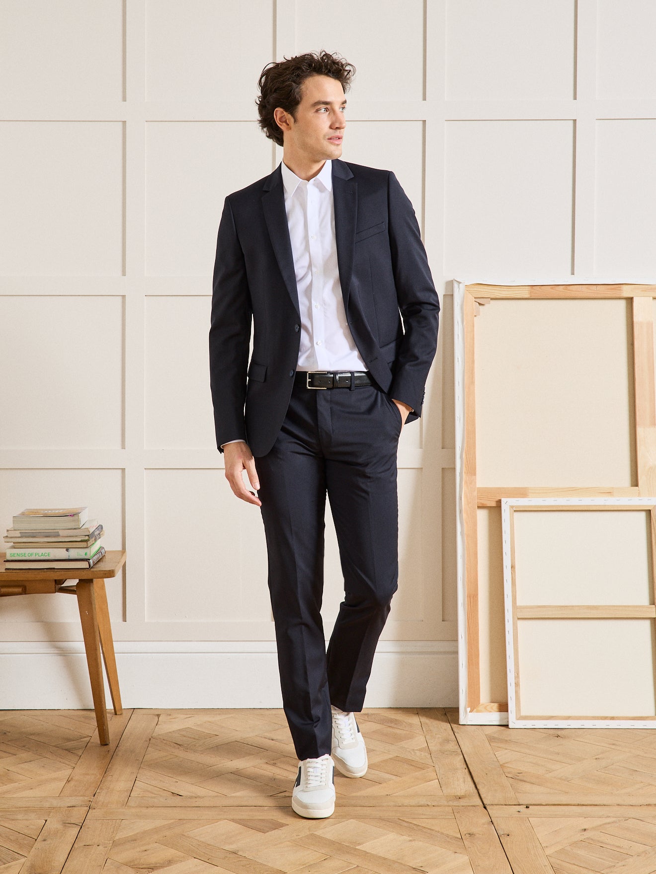 Slim fit herenhemd in effen popeline, easy care