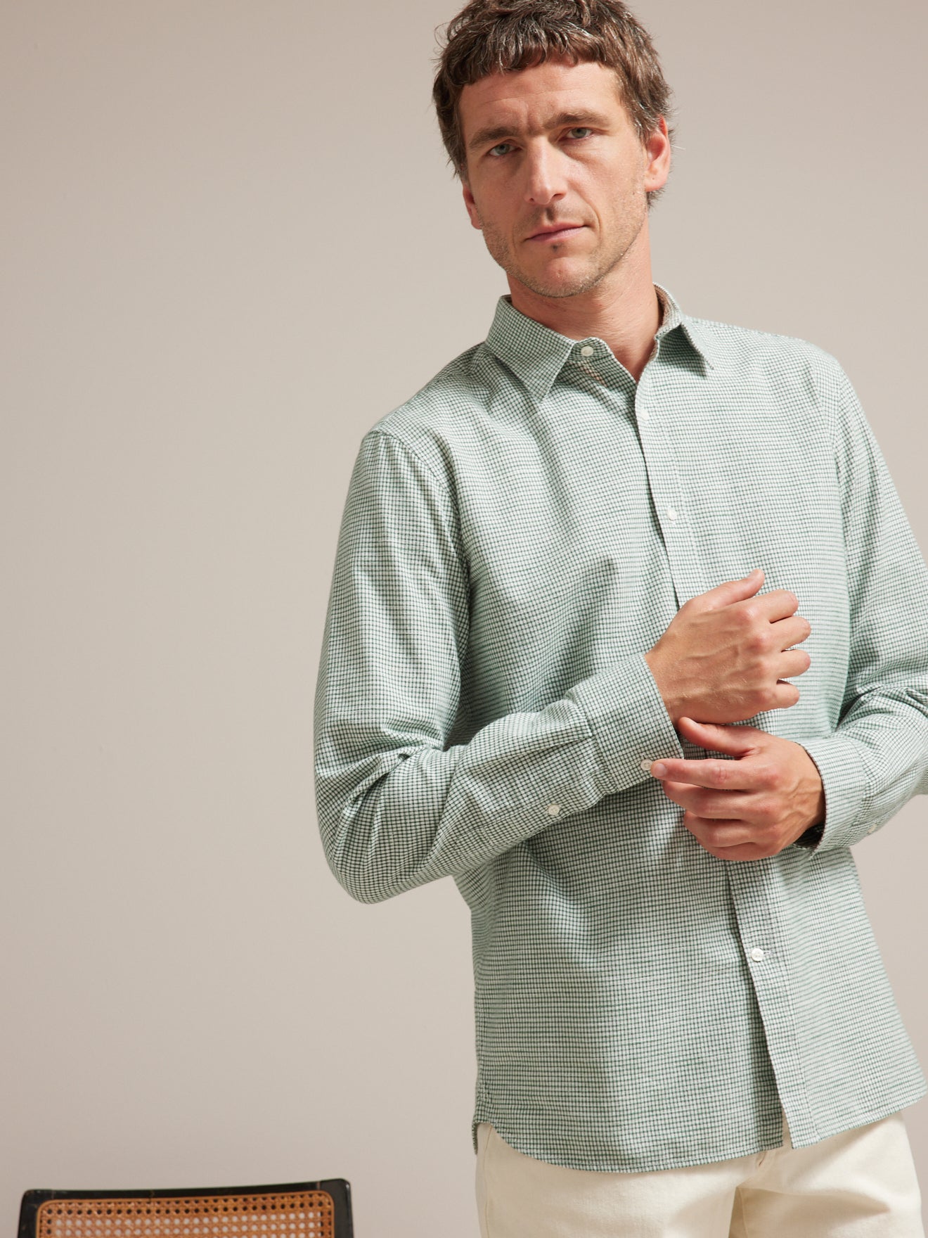 Regular fit herenhemd met ruitenprint