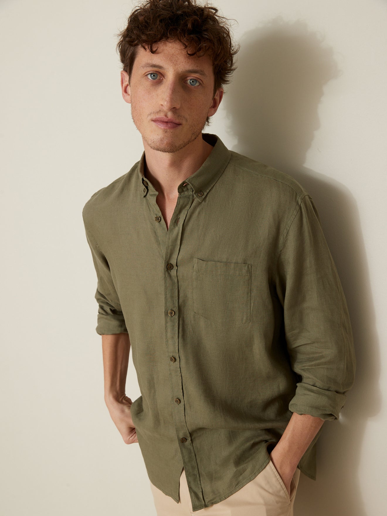 Chemise Regular Fit lin uni homme