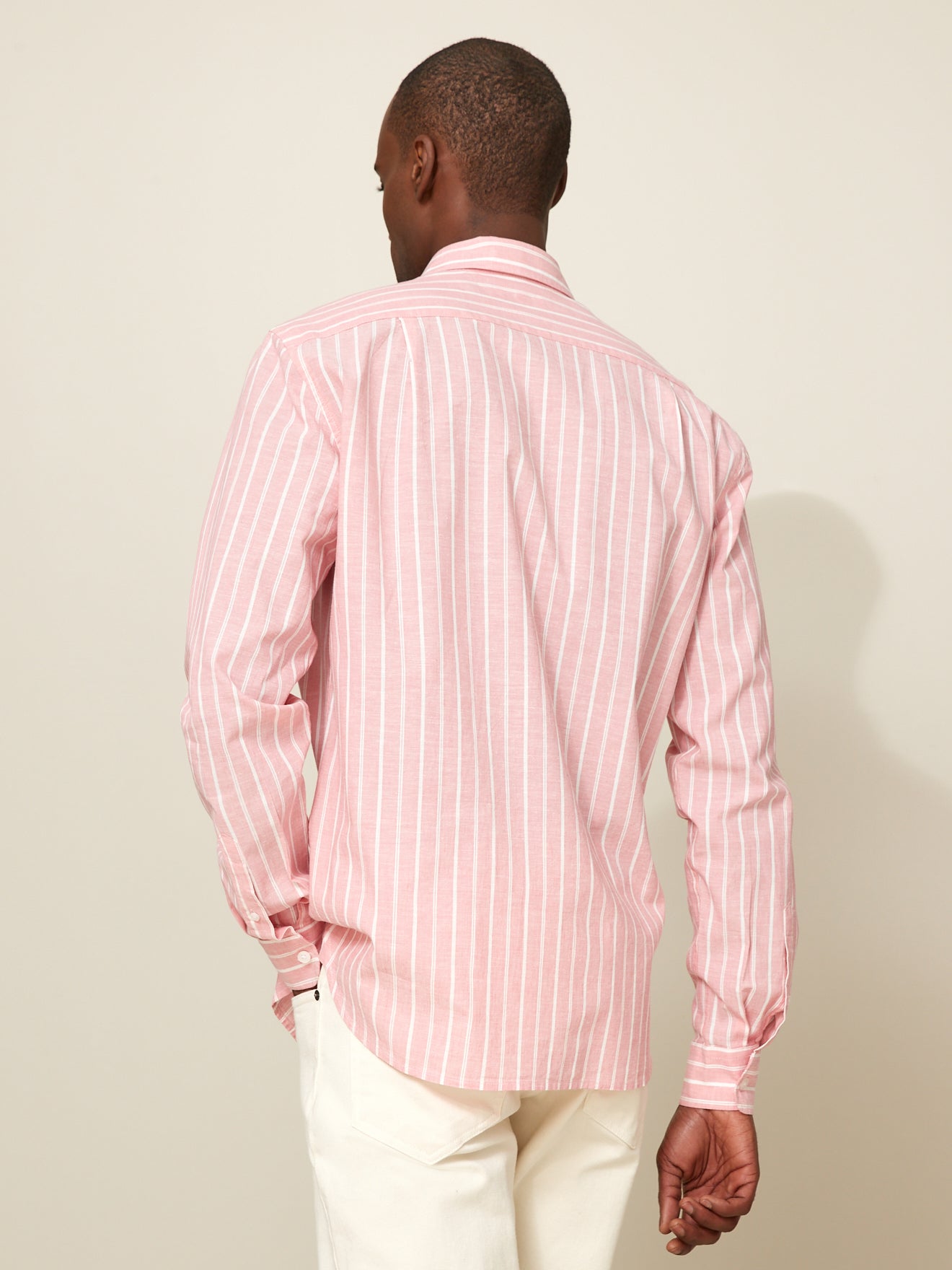 Chemise Regular Fit rayée coton et lin homme