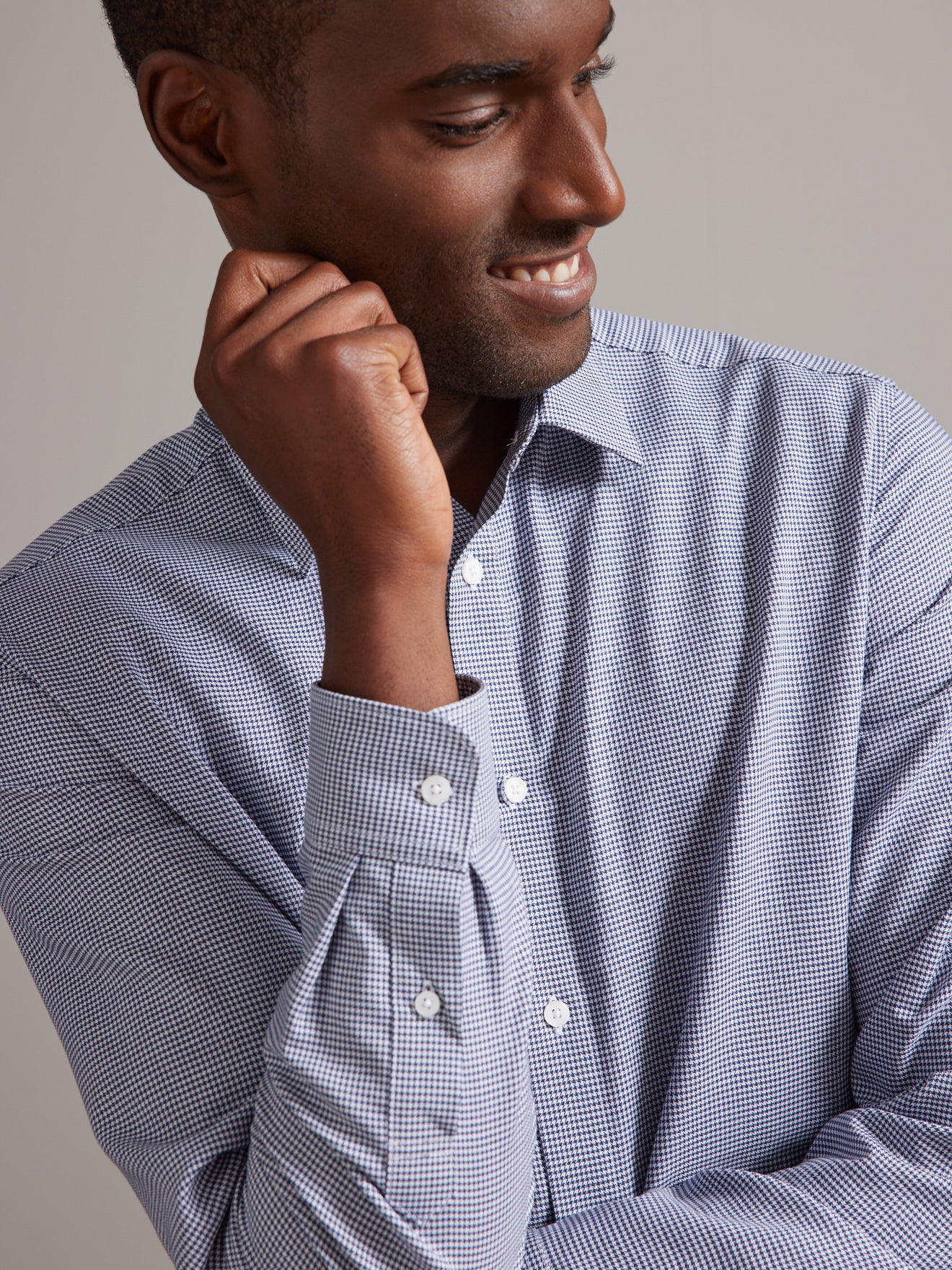 Slim fit herenhemd met pied-de-puce, non-iron