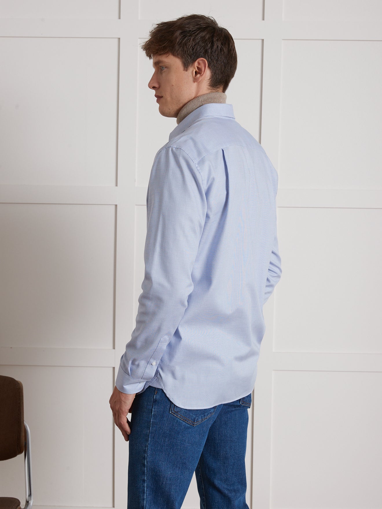 Regular fit herenhemd met micromotief, non-iron