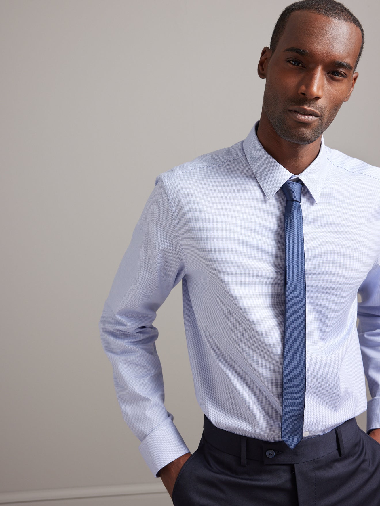 Regular fit herenhemd met micromotief, non-iron