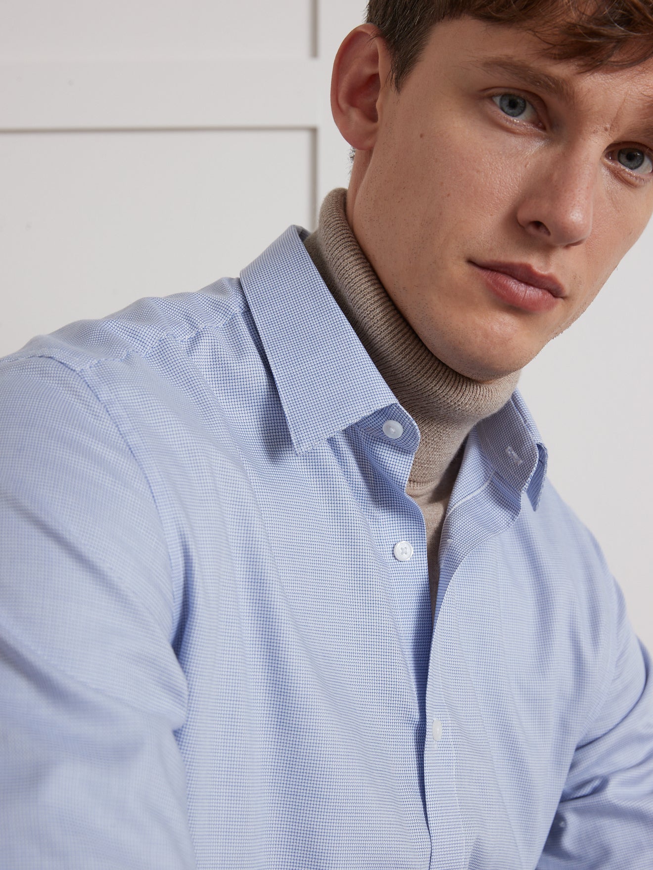 Regular fit herenhemd met micromotief, non-iron