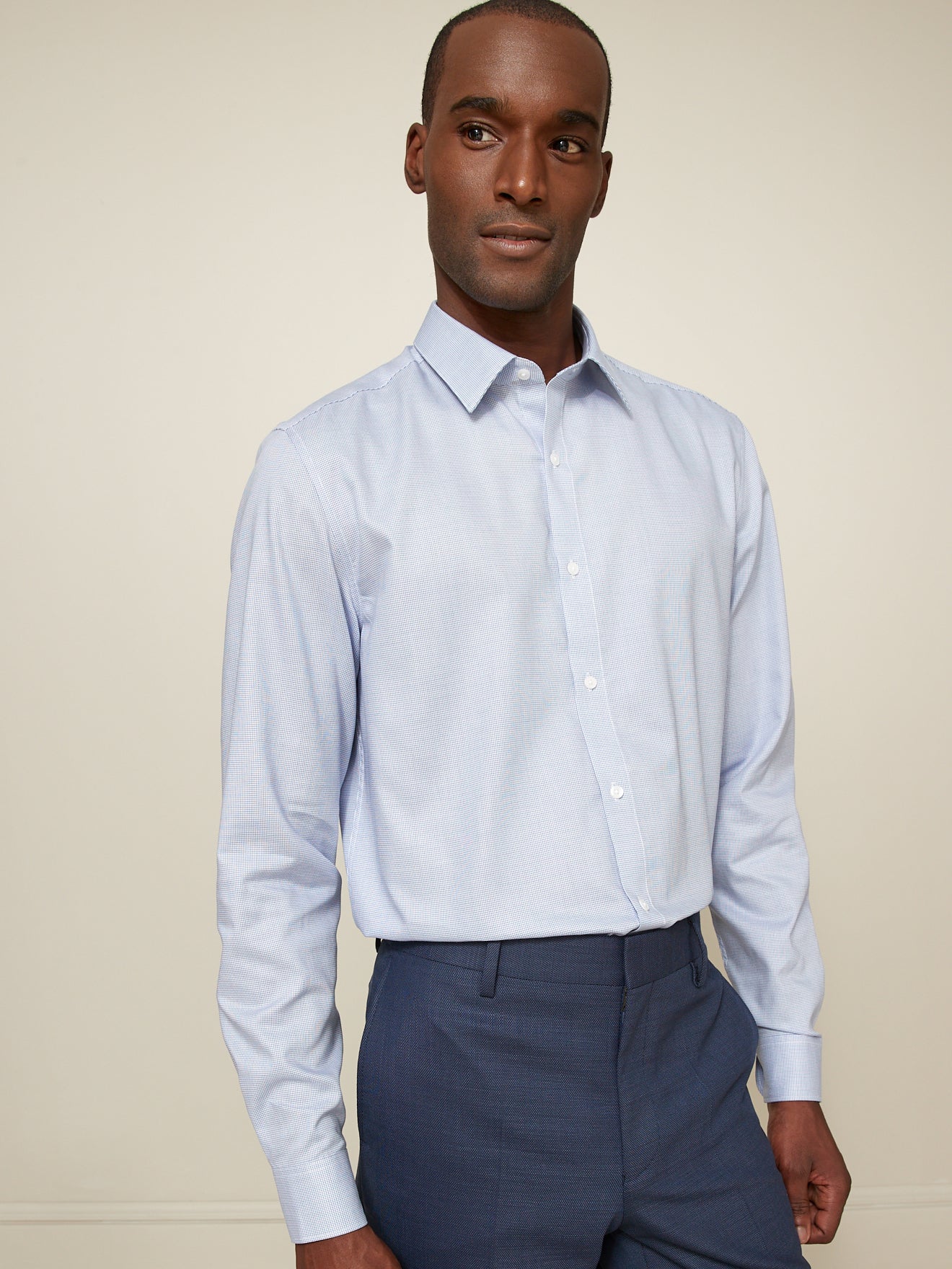 Regular fit herenhemd met micromotief, non-iron