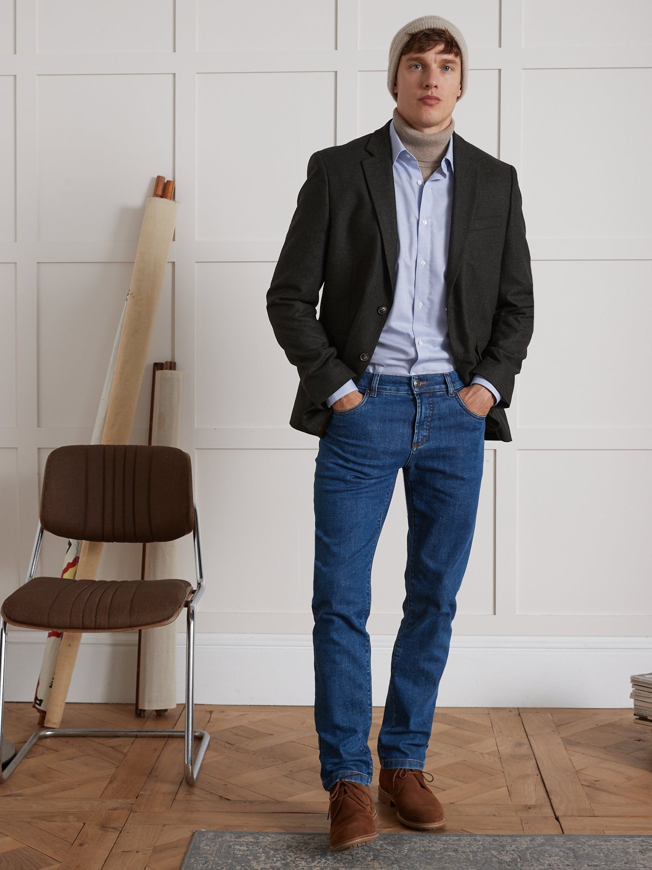 Regular fit herenhemd met micromotief, non-iron