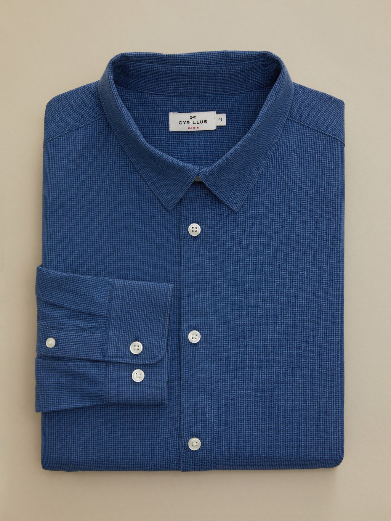 Herenhemd in biokatoen met pied-de-puce, slim fit