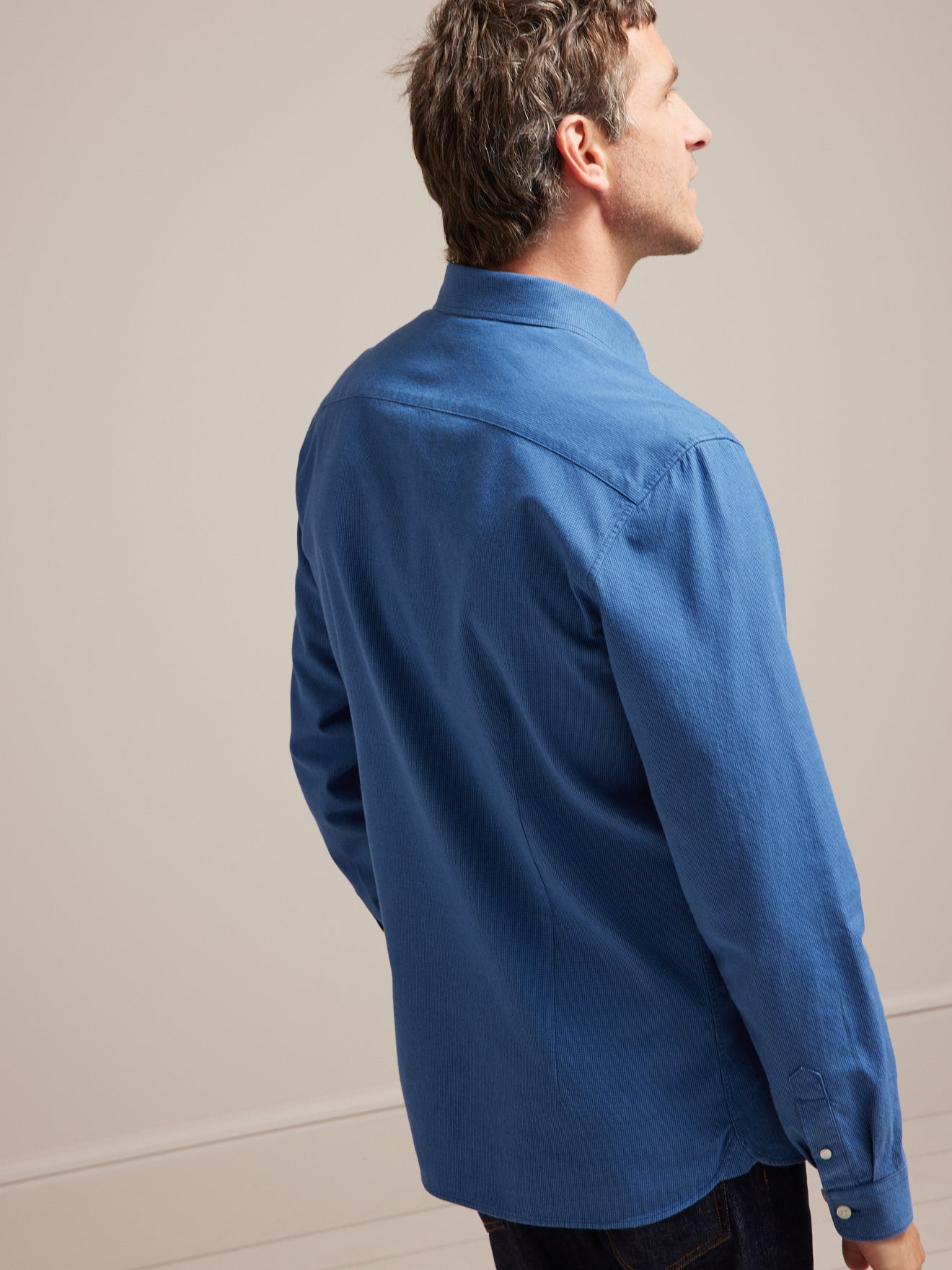 Herenhemd in biokatoen met pied-de-puce, slim fit