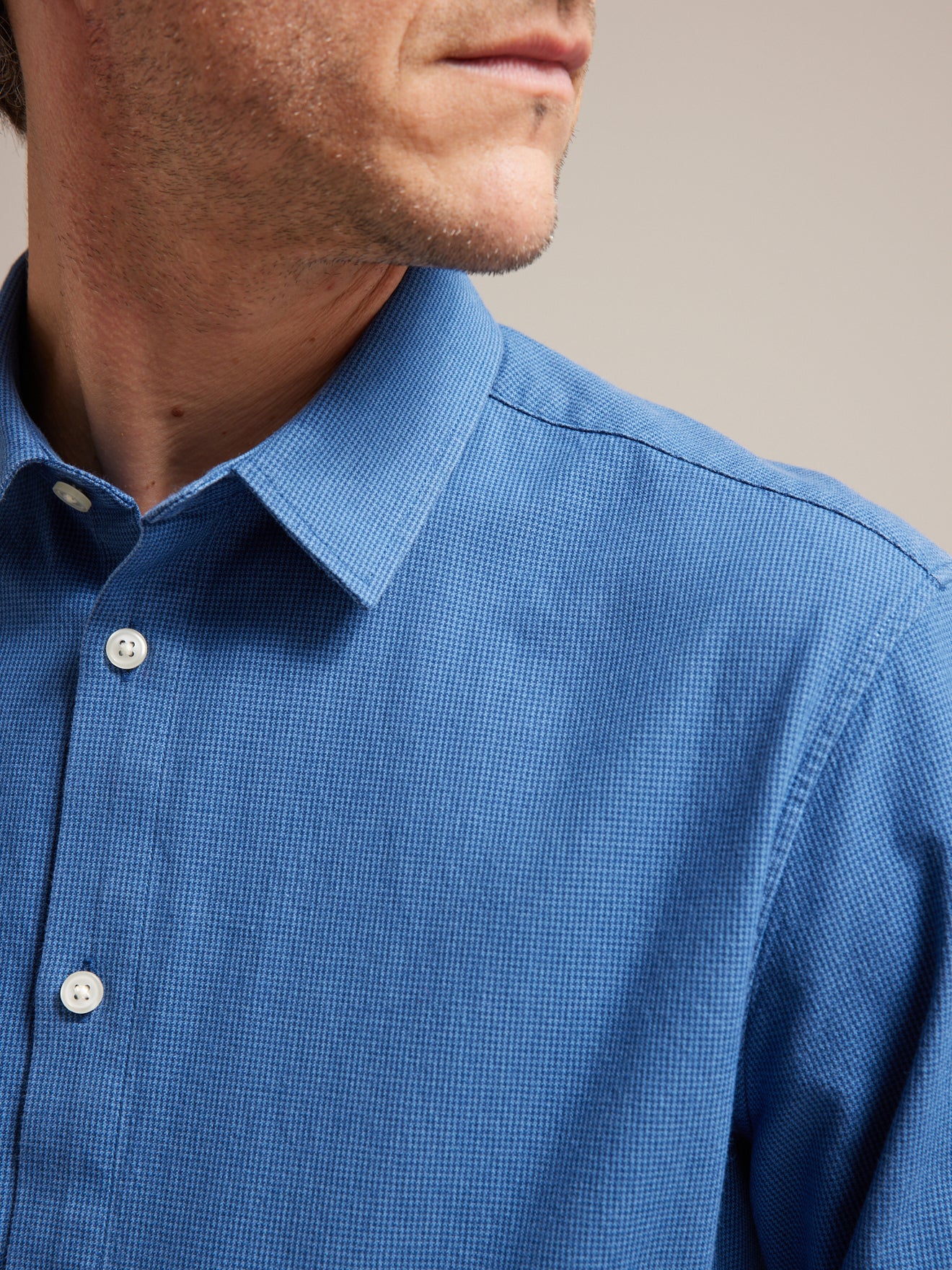 Herenhemd in biokatoen met pied-de-puce, slim fit