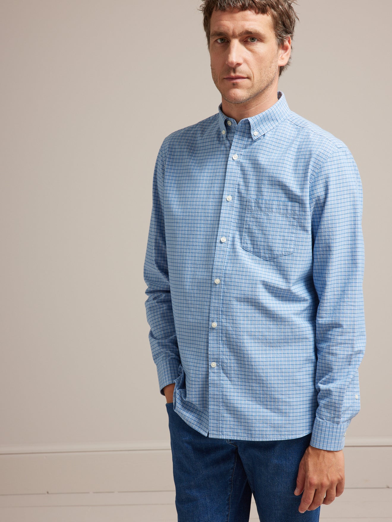 Chemise tattersall effet chambray regular fit homme