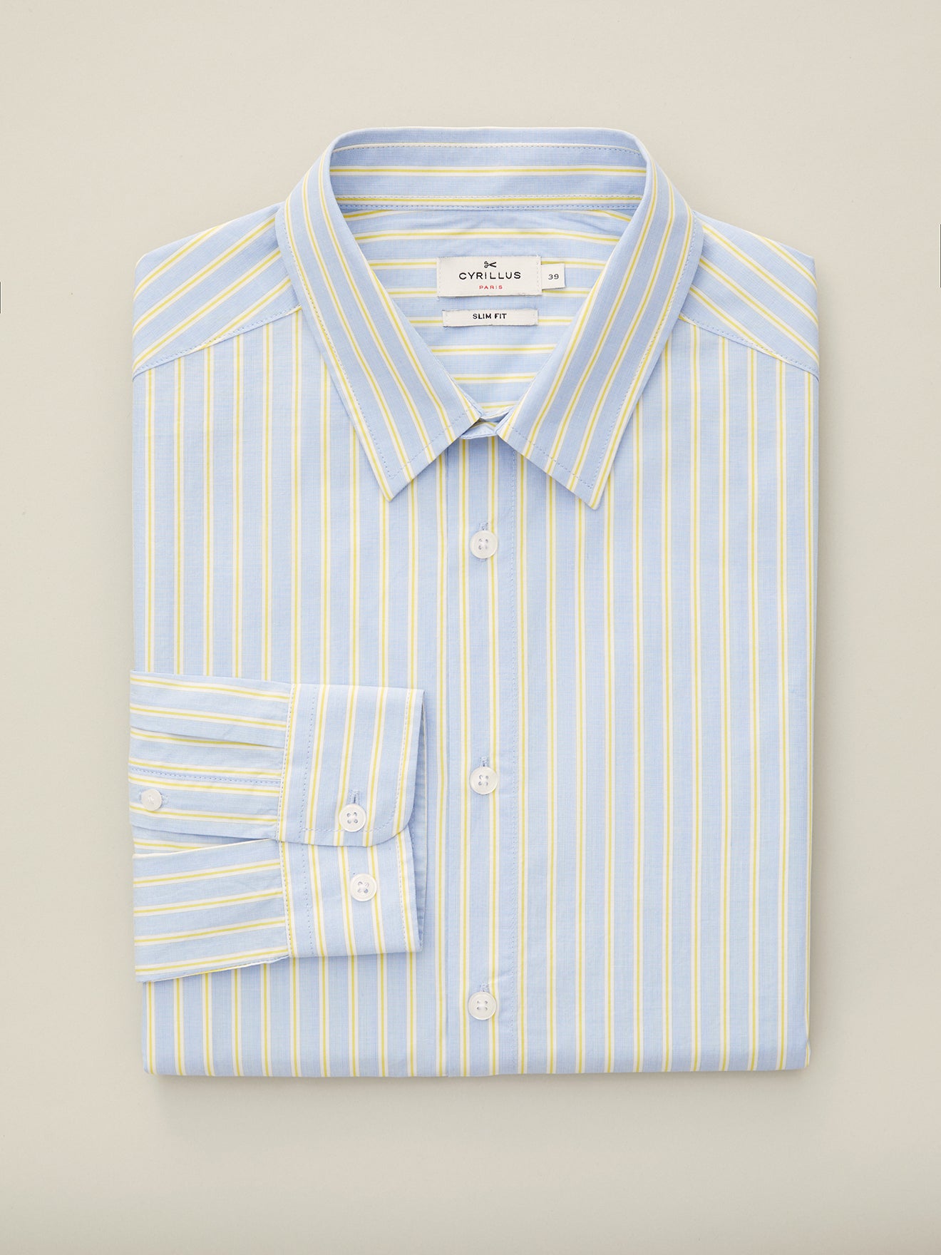 Slim fit herenhemd met driekleurige strepen