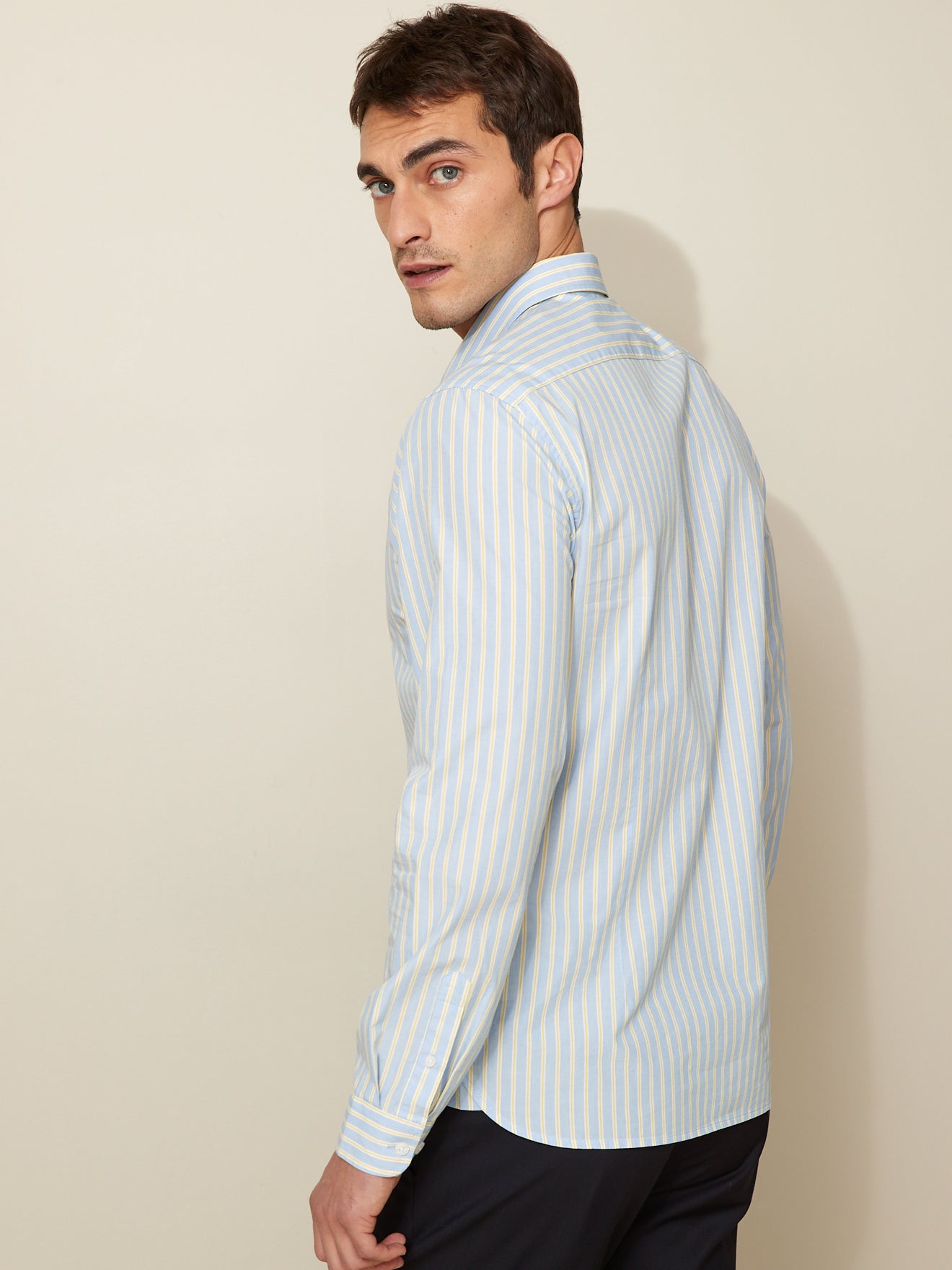 Slim fit herenhemd met driekleurige strepen