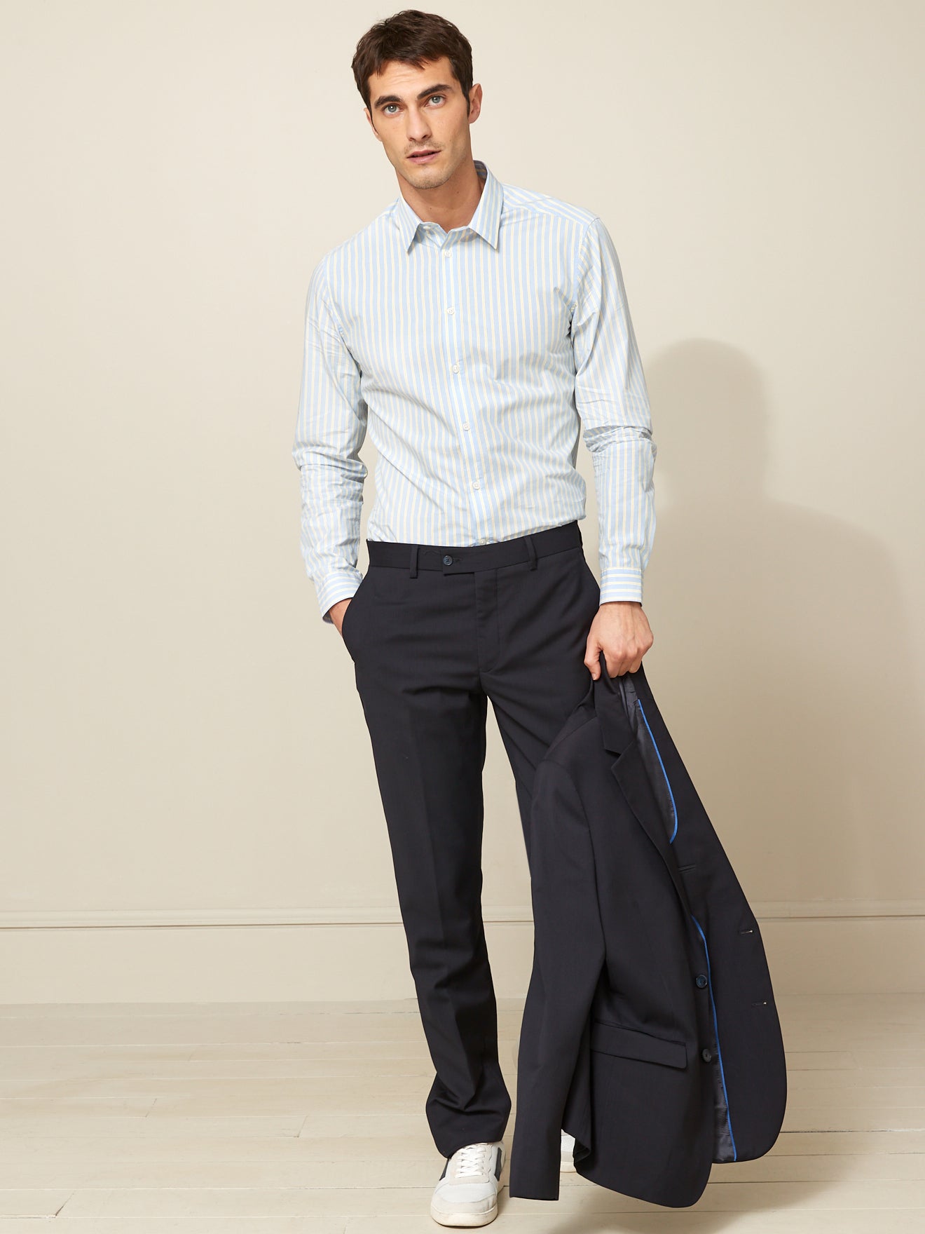 Slim fit herenhemd met driekleurige strepen