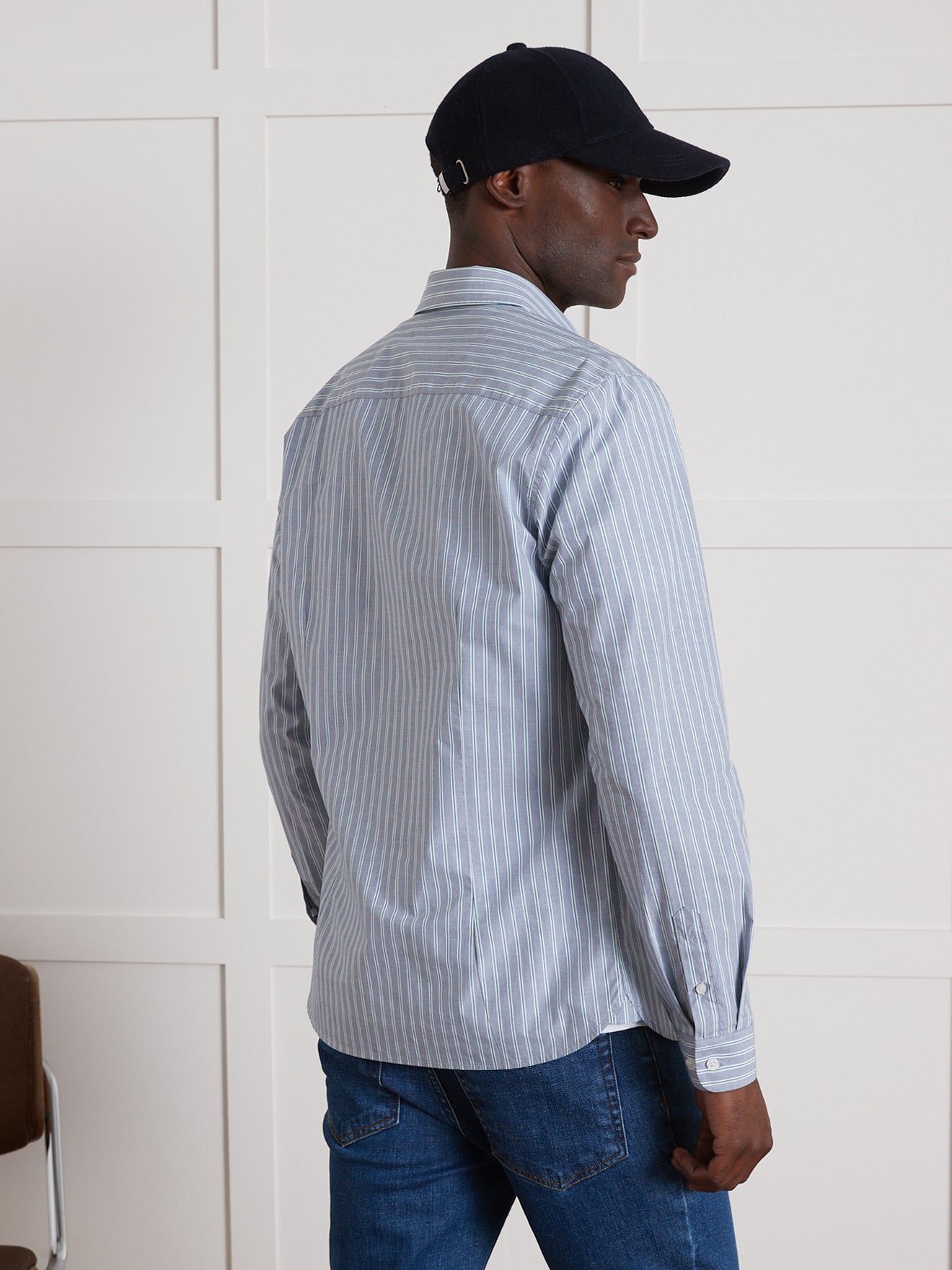 Slim fit herenhemd met driekleurige strepen