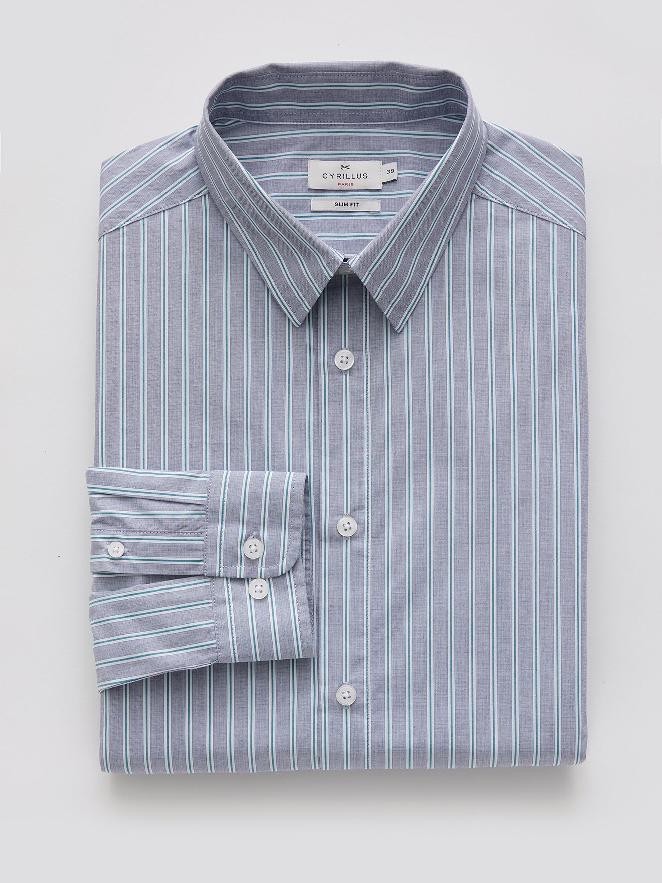 Slim fit herenhemd met driekleurige strepen