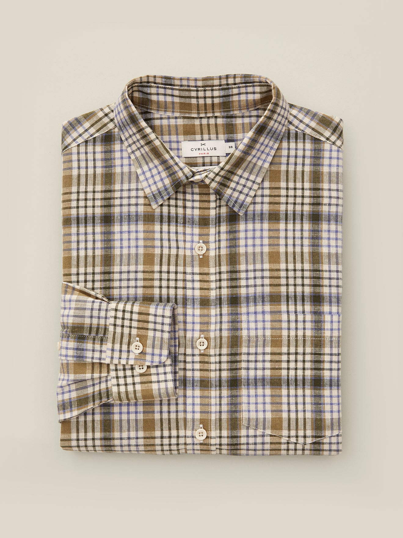 Chemise Regular Fit carreaux homme coton et lin