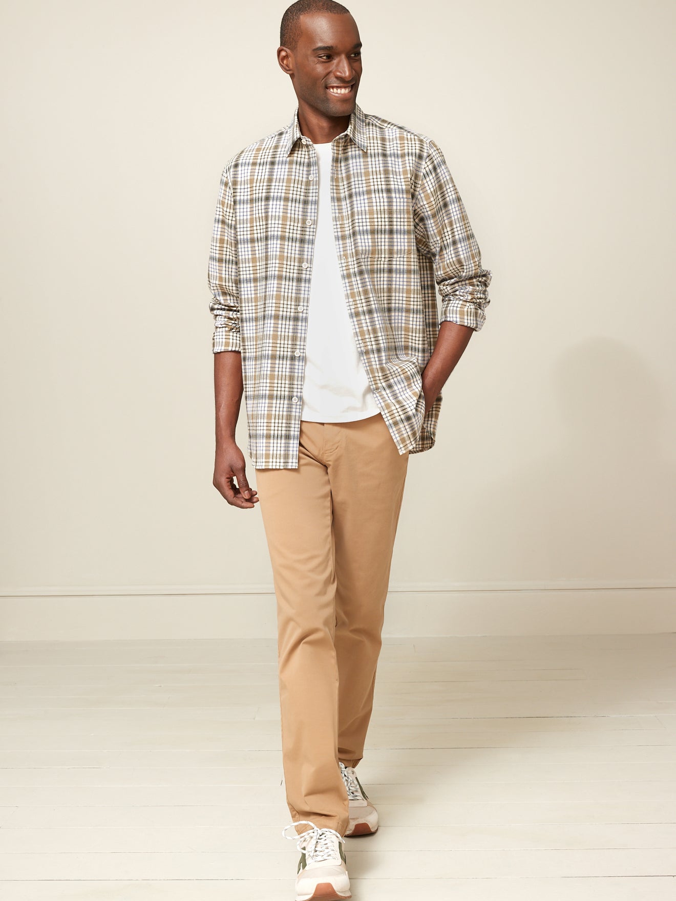 Chemise Regular Fit carreaux homme coton et lin