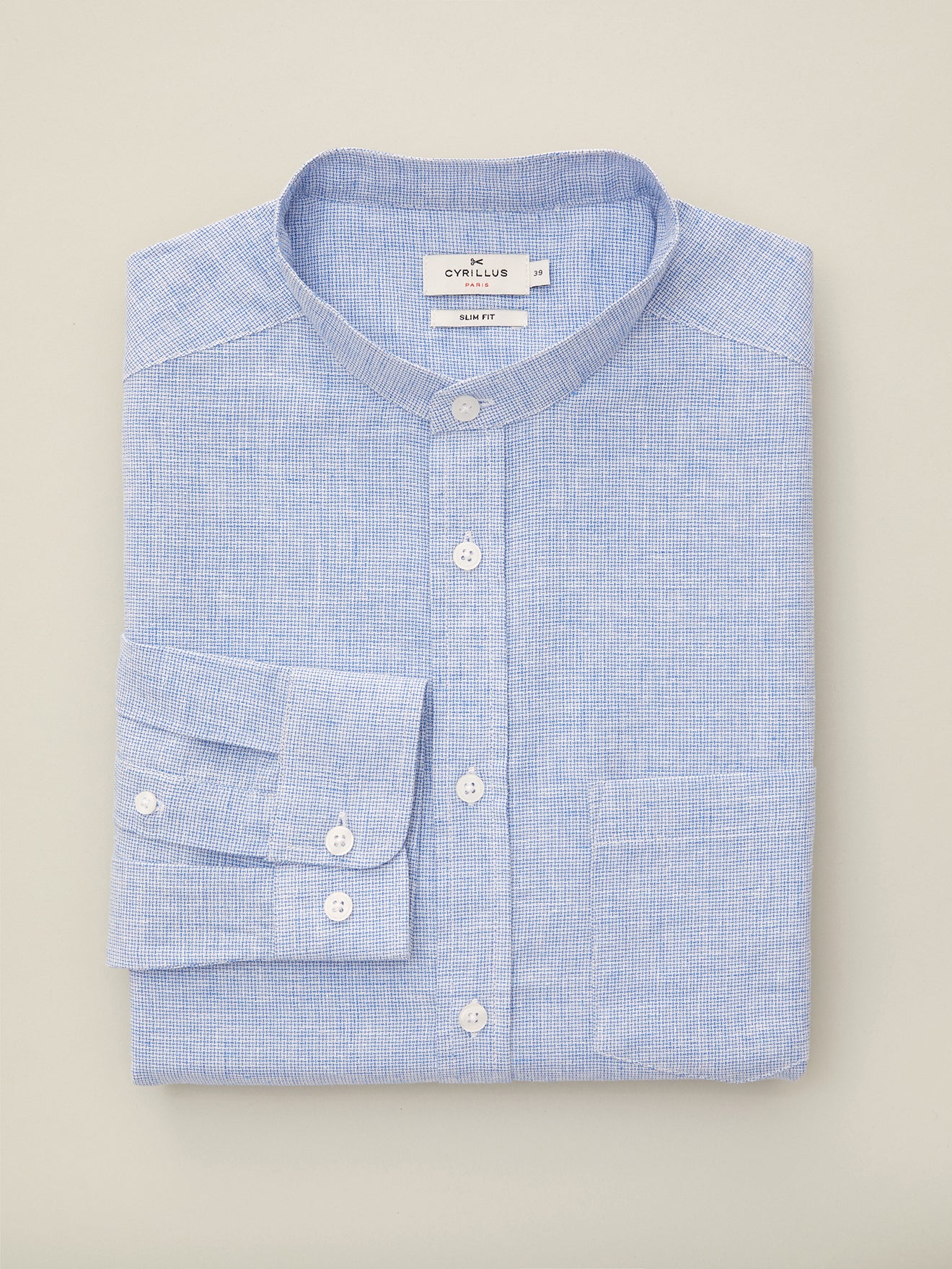 Chemise col mao Slim Fit homme lin et coton