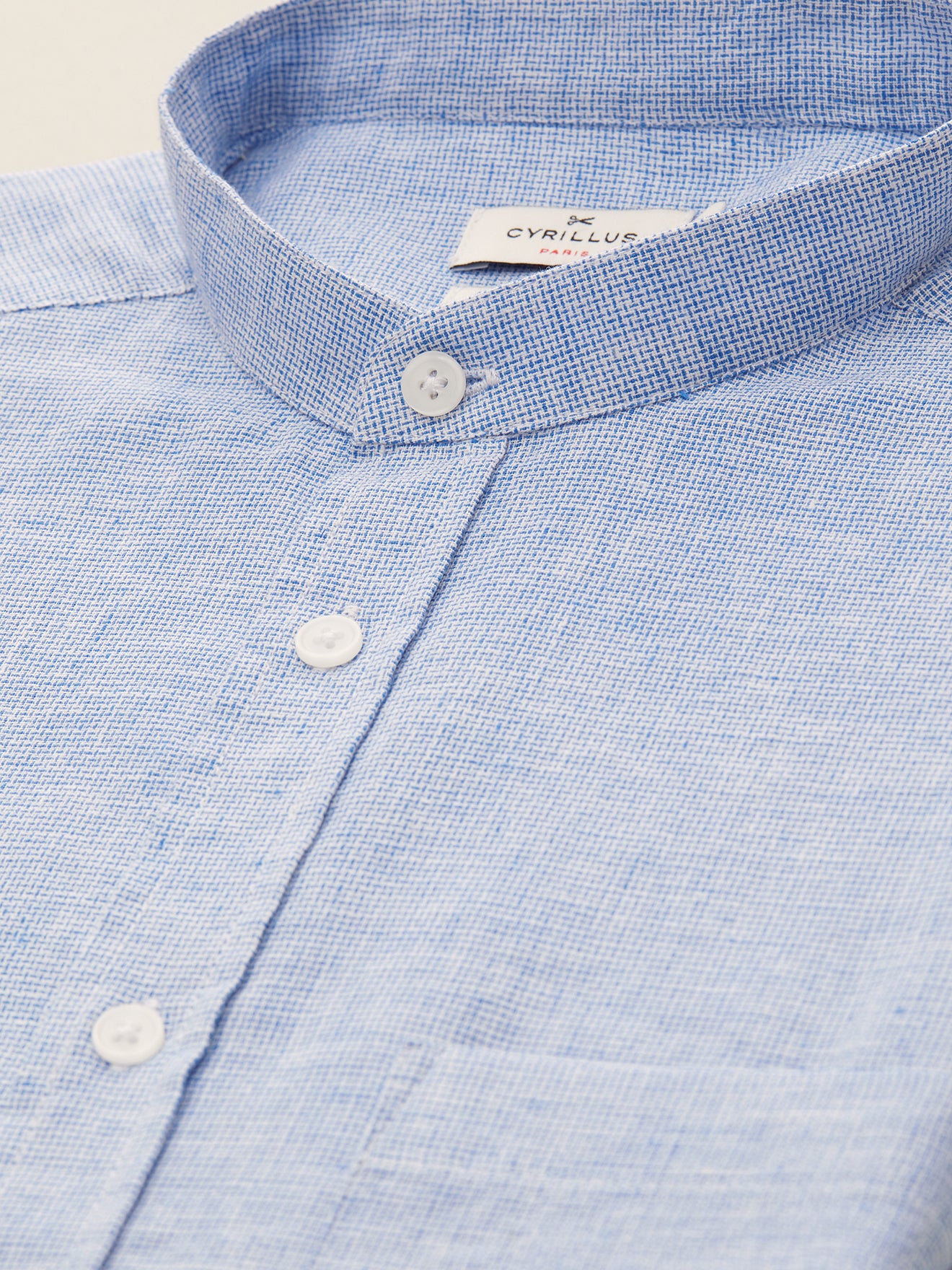 Slim fit herenhemd met maokraag - linnen en katoen