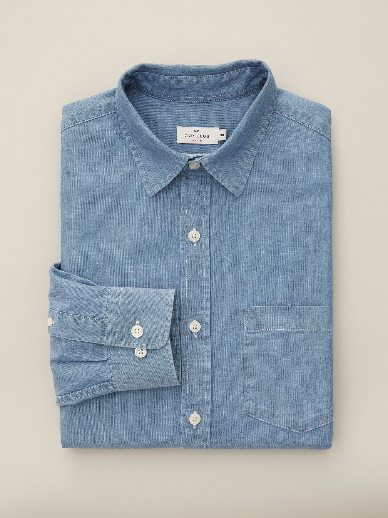 Regular fit herenhemd in chambray