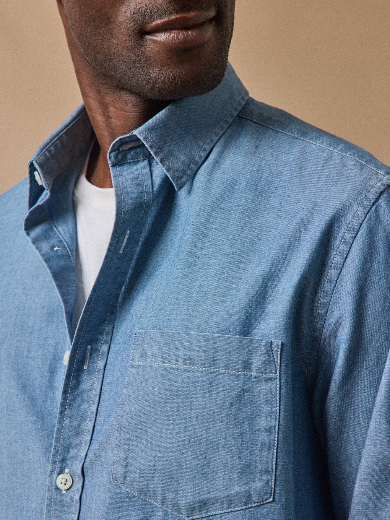 Regular fit herenhemd in chambray