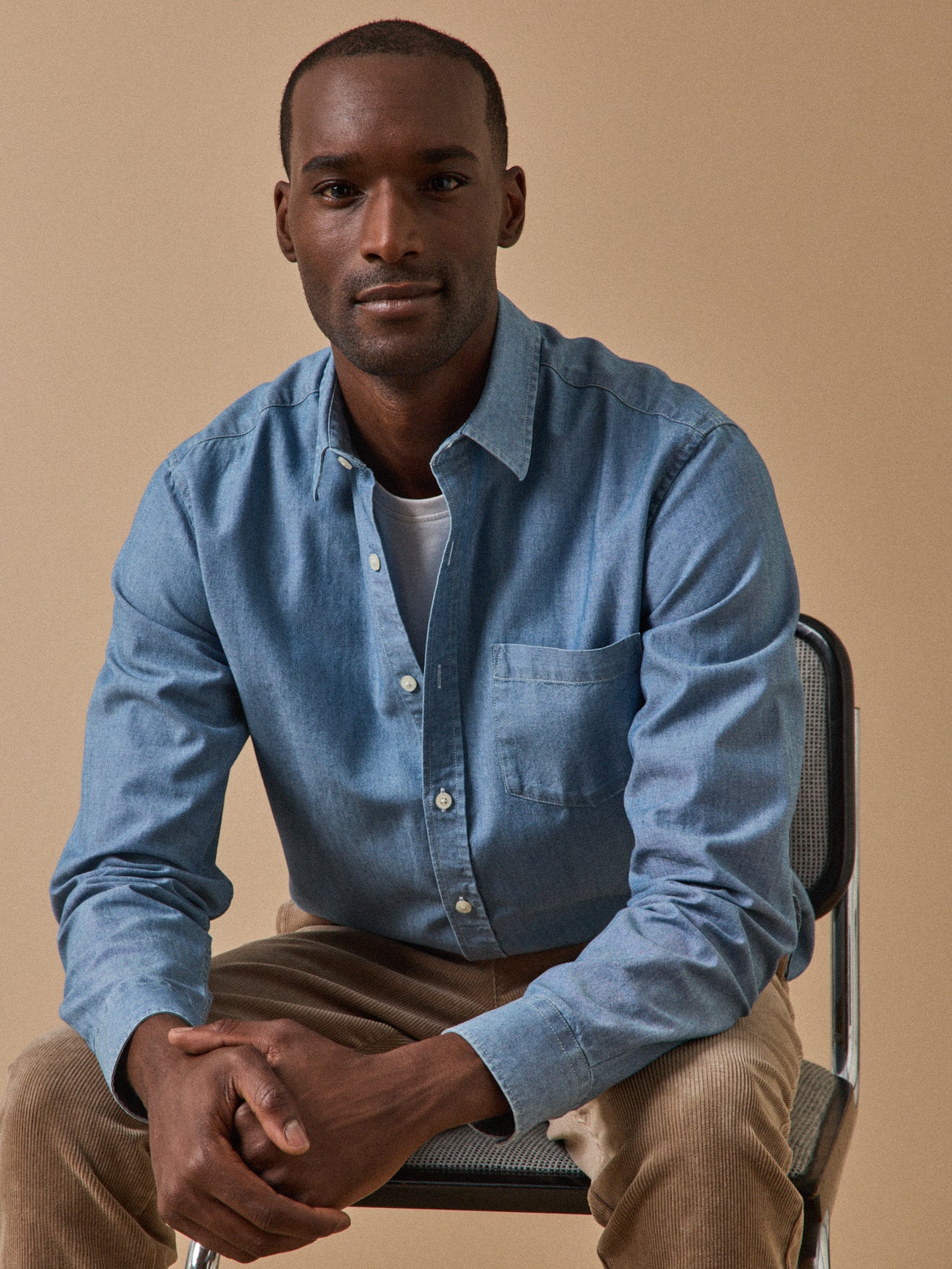 Regular fit herenhemd in chambray