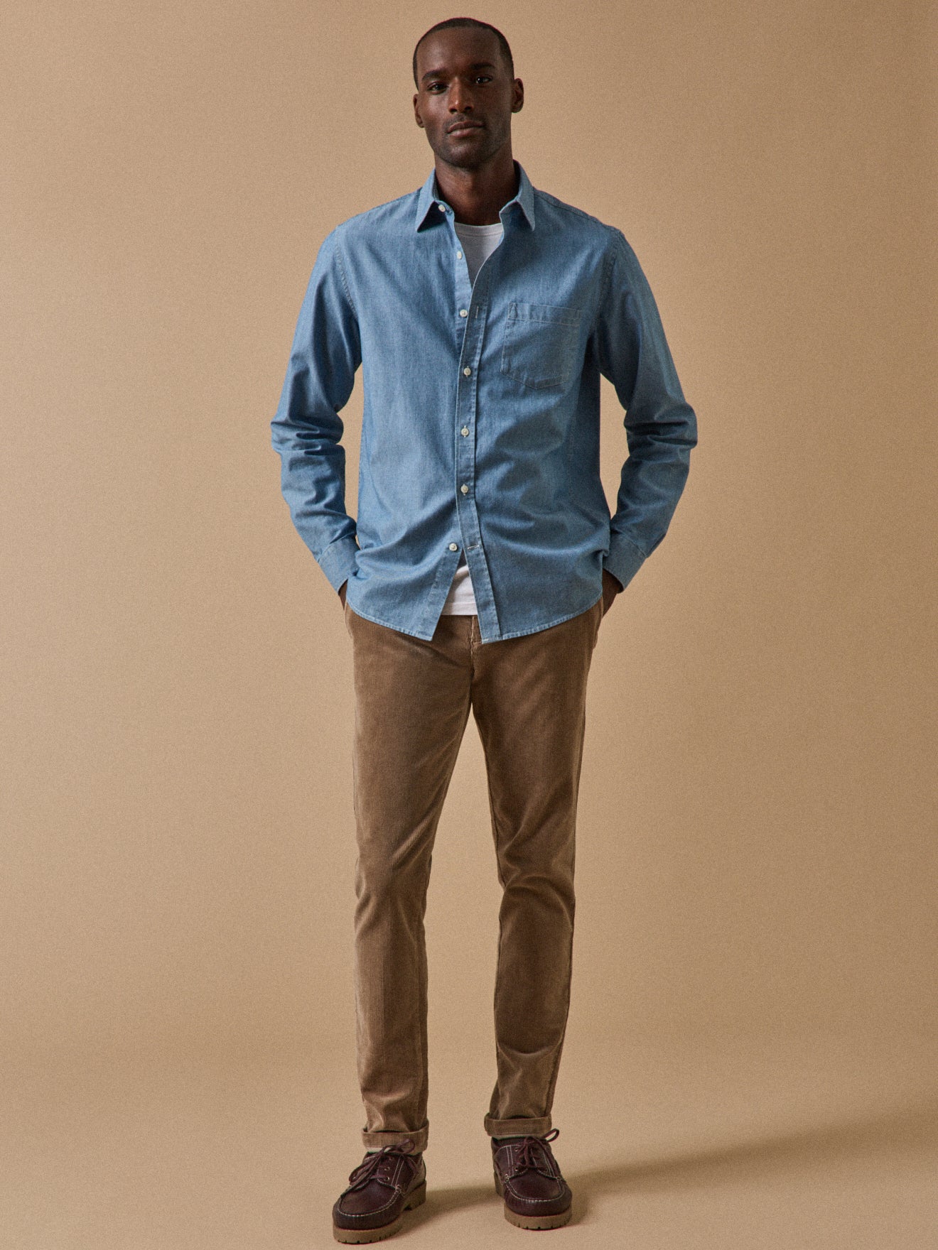 Regular fit herenhemd in chambray