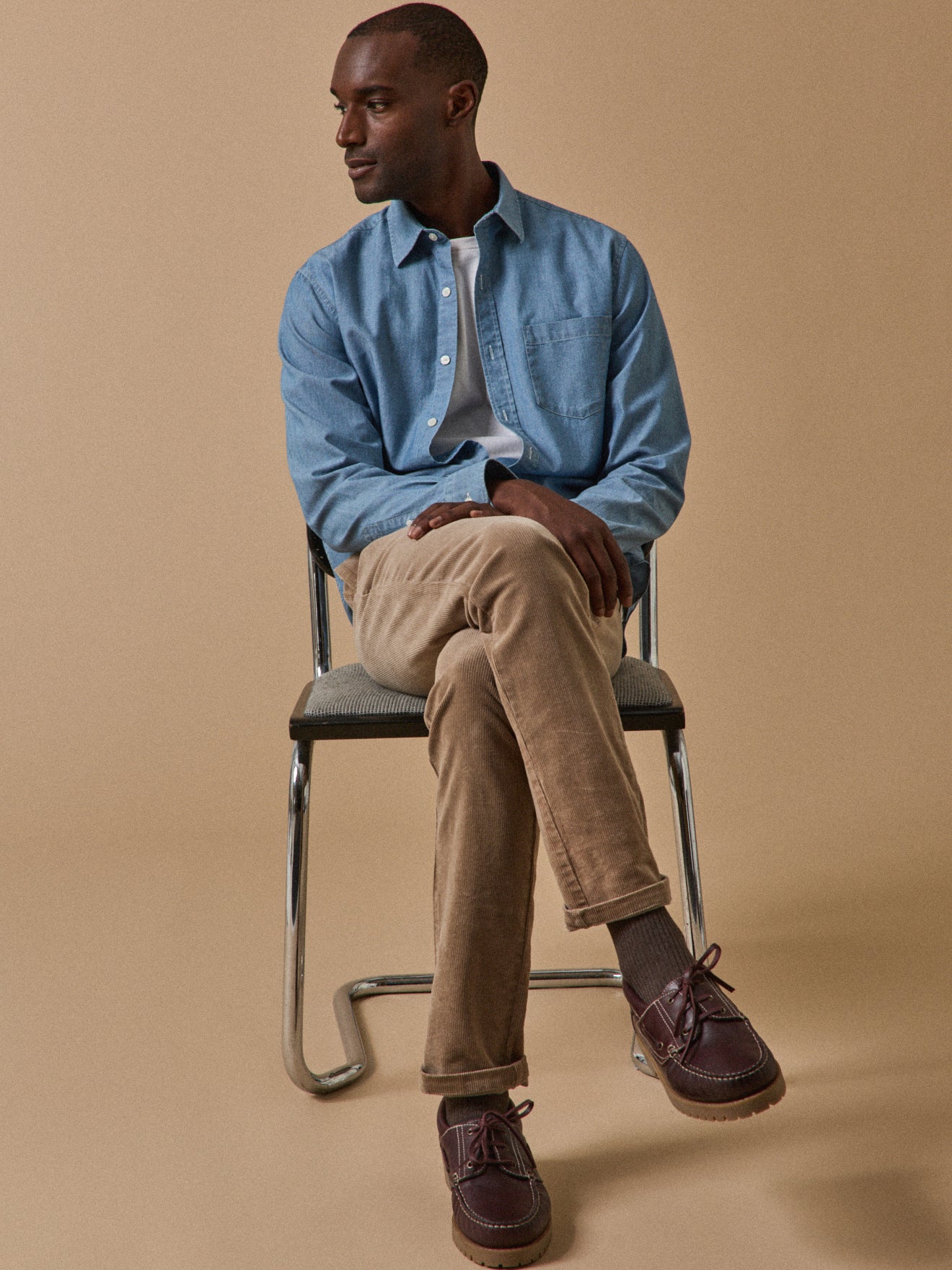Regular fit herenhemd in chambray