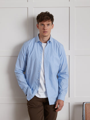 Slim fit herenhemd met tweekleurige strepen