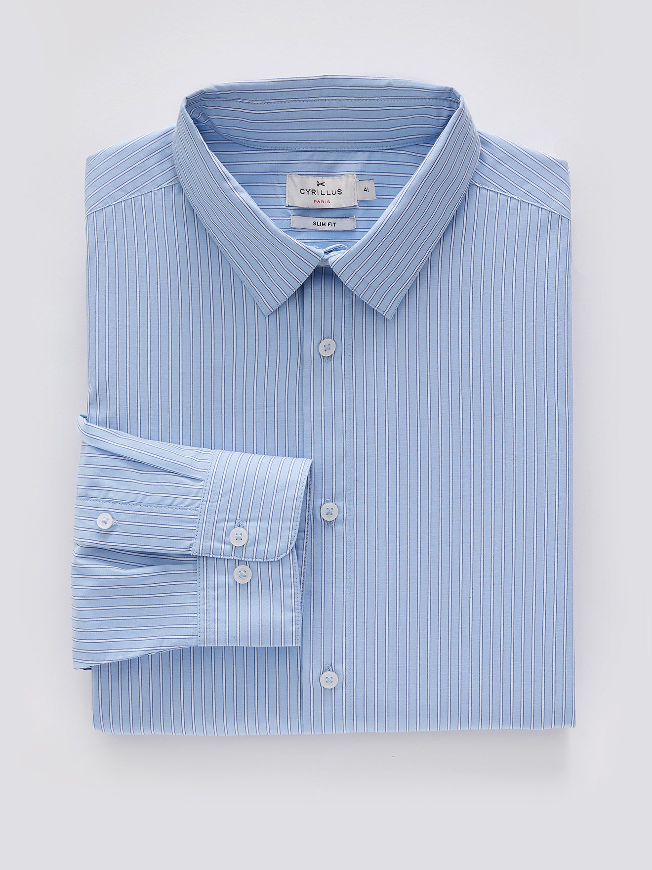 Slim fit herenhemd met tweekleurige strepen