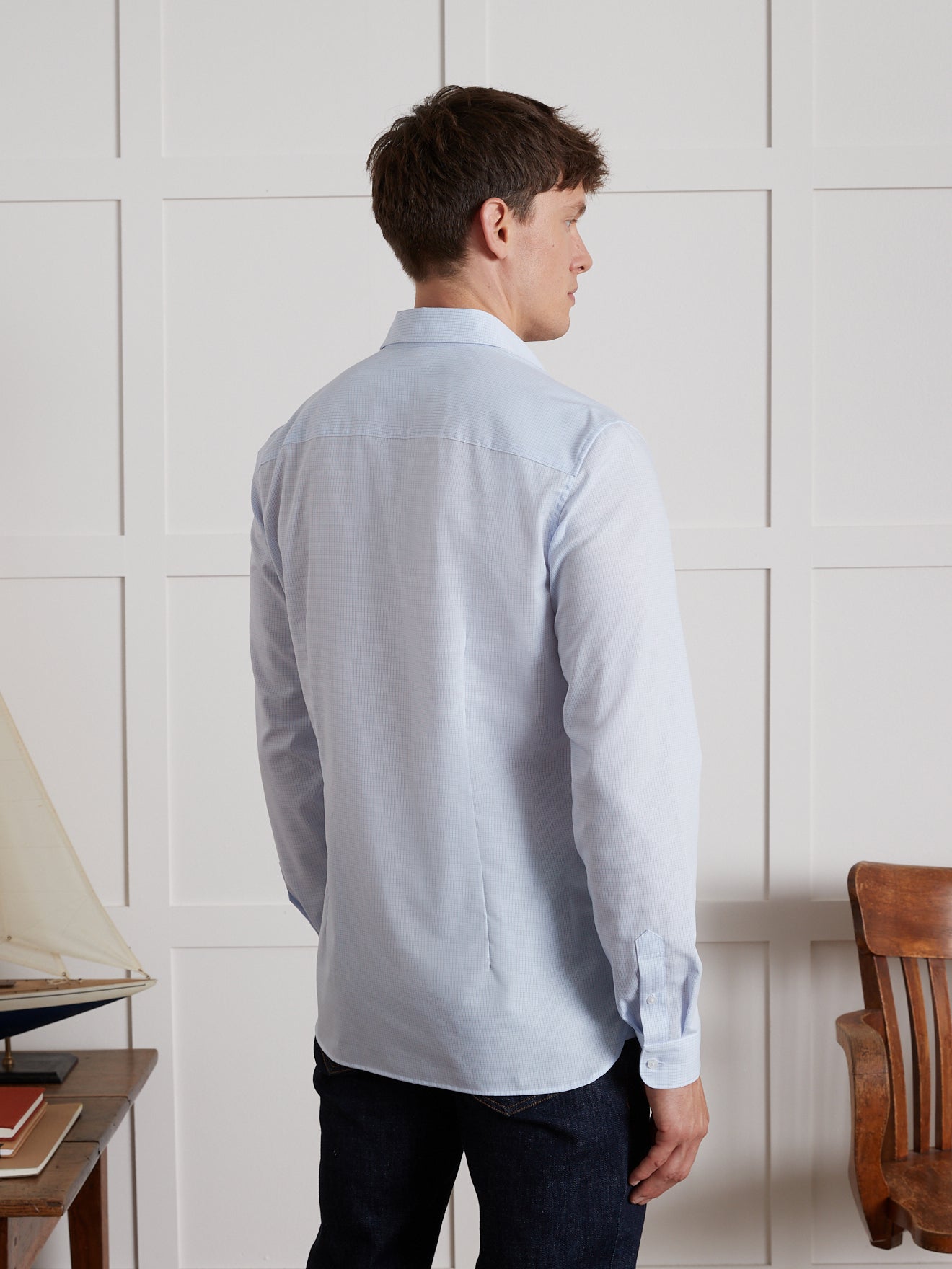 Slim fit herenhemd met kleine ruitjes