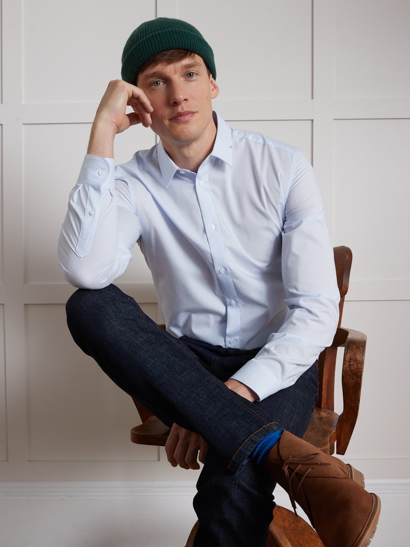 Slim fit herenhemd met kleine ruitjes