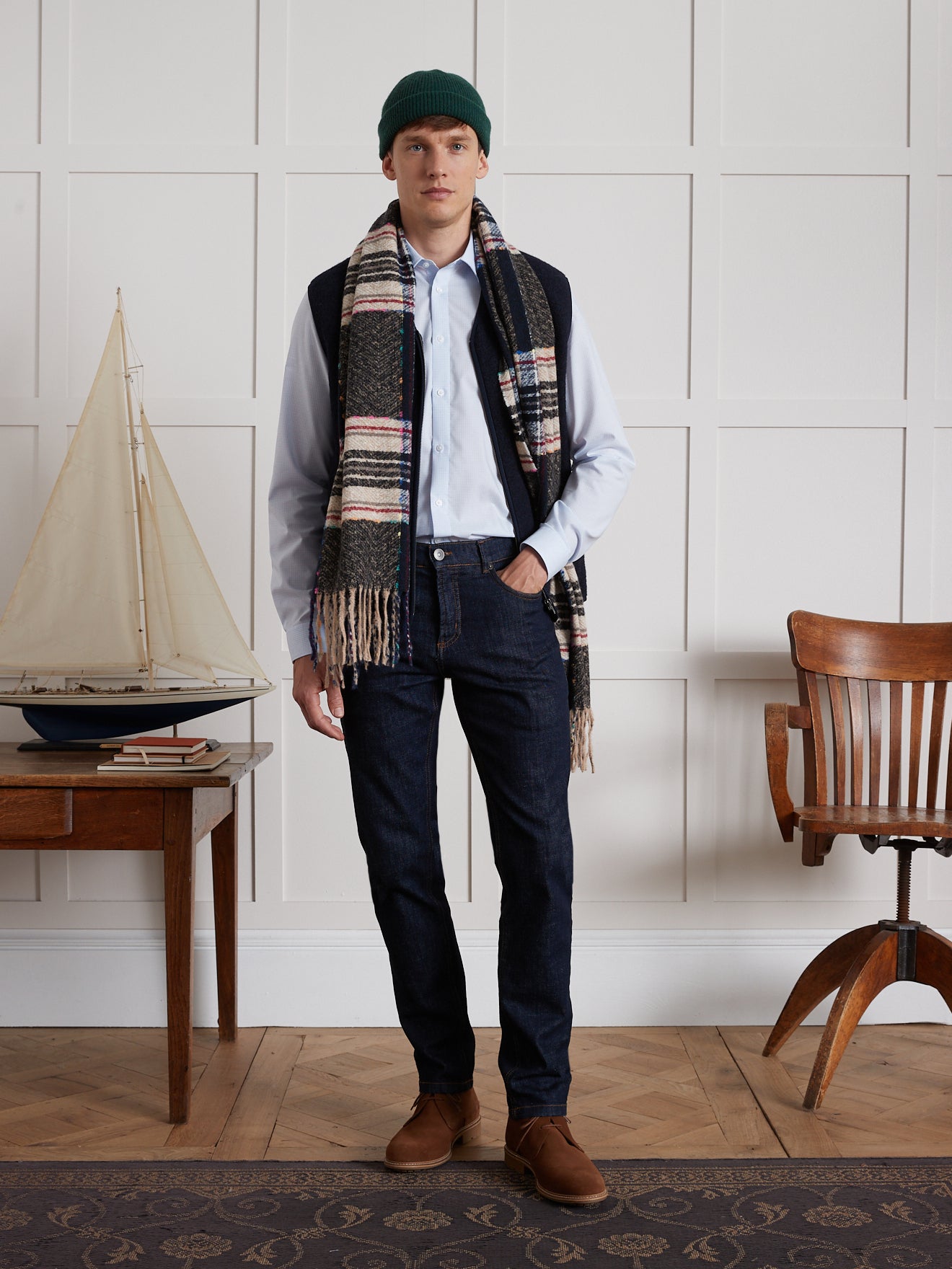 Slim fit herenhemd met kleine ruitjes
