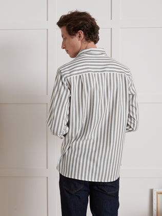 Gestreept regular fit herenhemd in twill