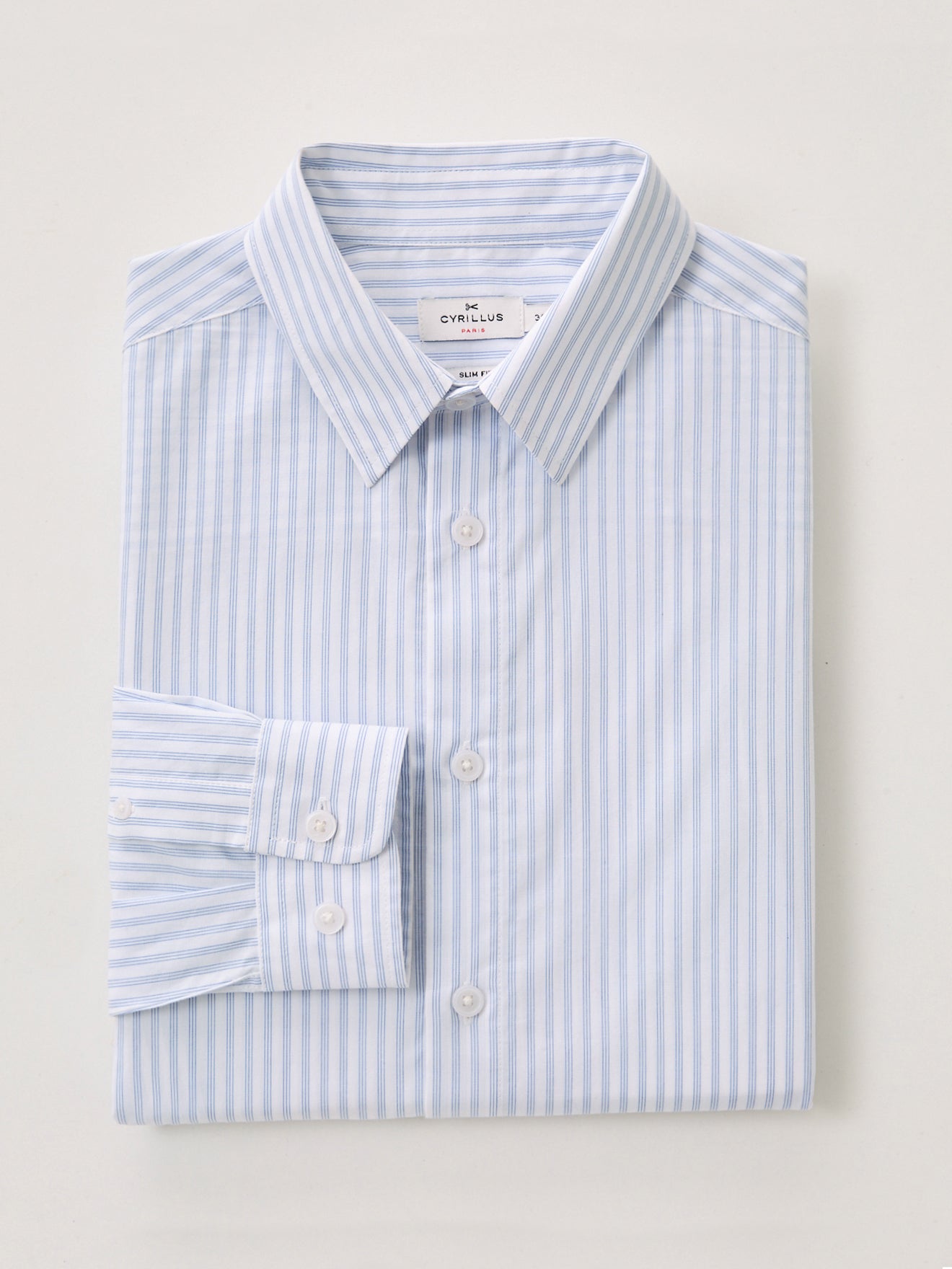 Gestreept slim fit herenhemd in popeline