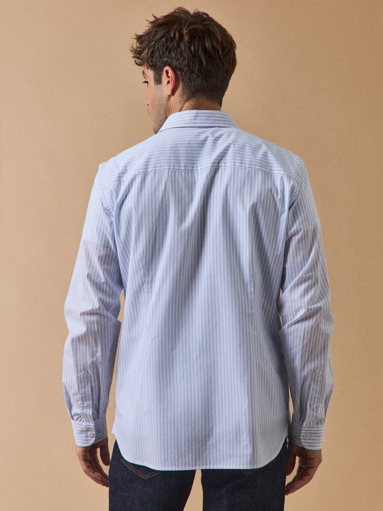 Gestreept slim fit herenhemd in popeline