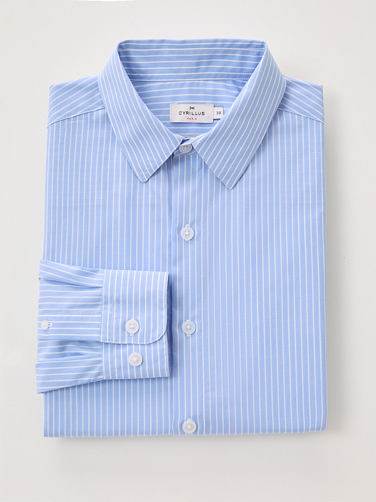 Gestreept slim fit herenhemd in popeline